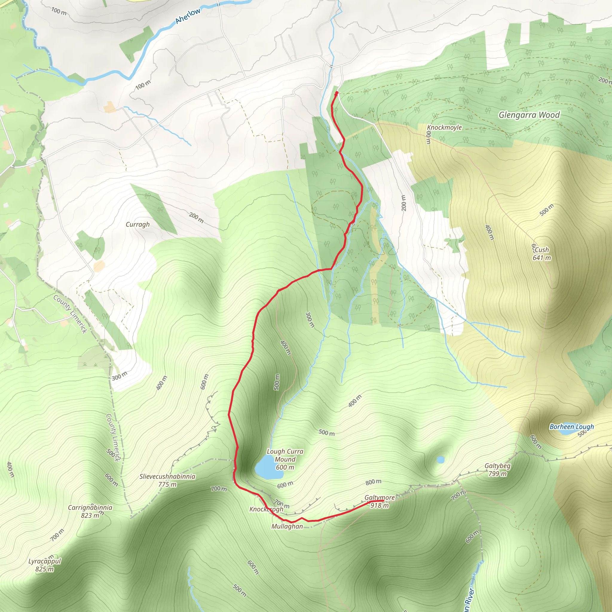Galtymore via Glangarra Wood mobile static map