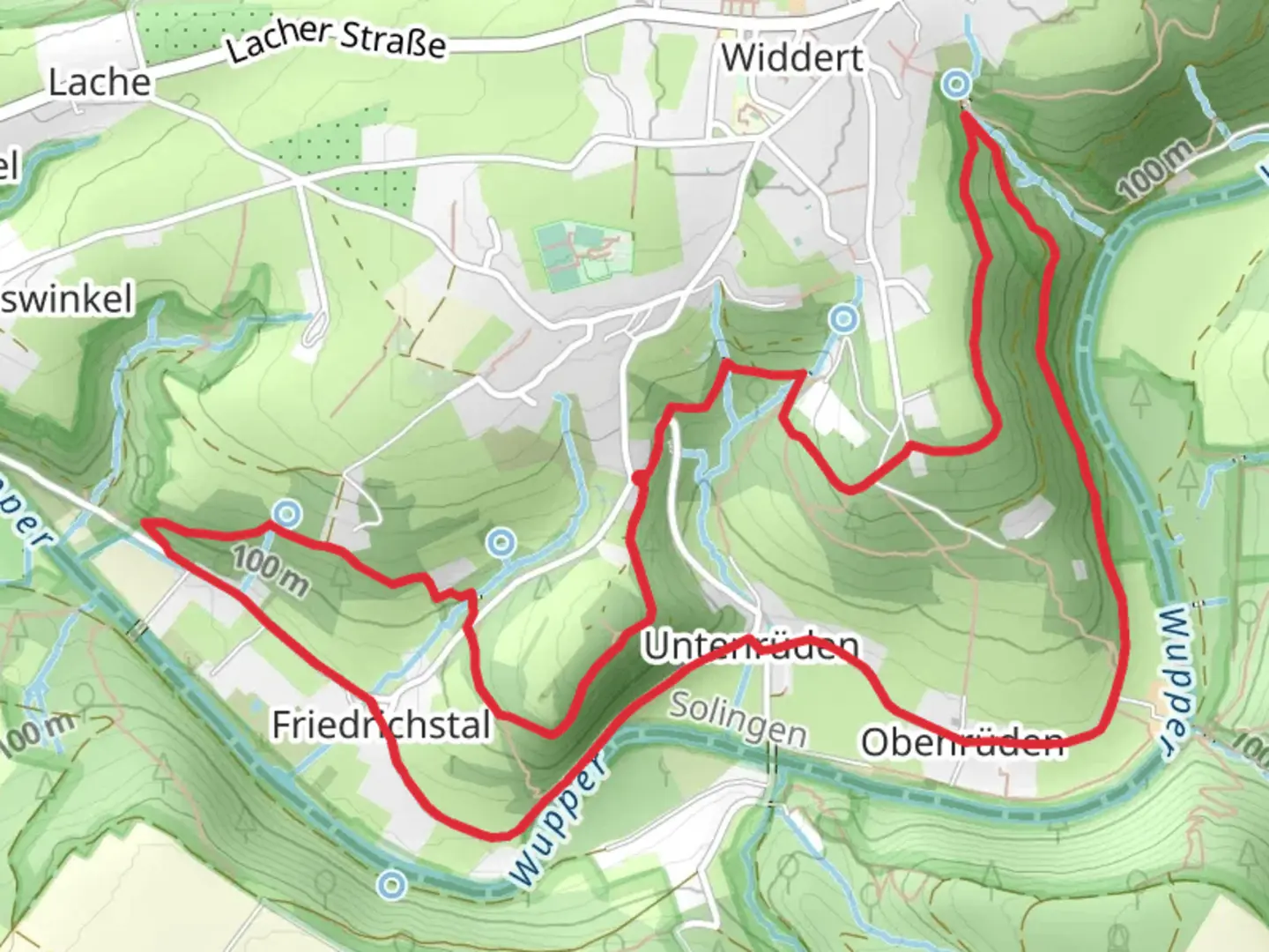 An image depicting the trail Klingenpfad and Ruedenstein Loop and its surrounding area.