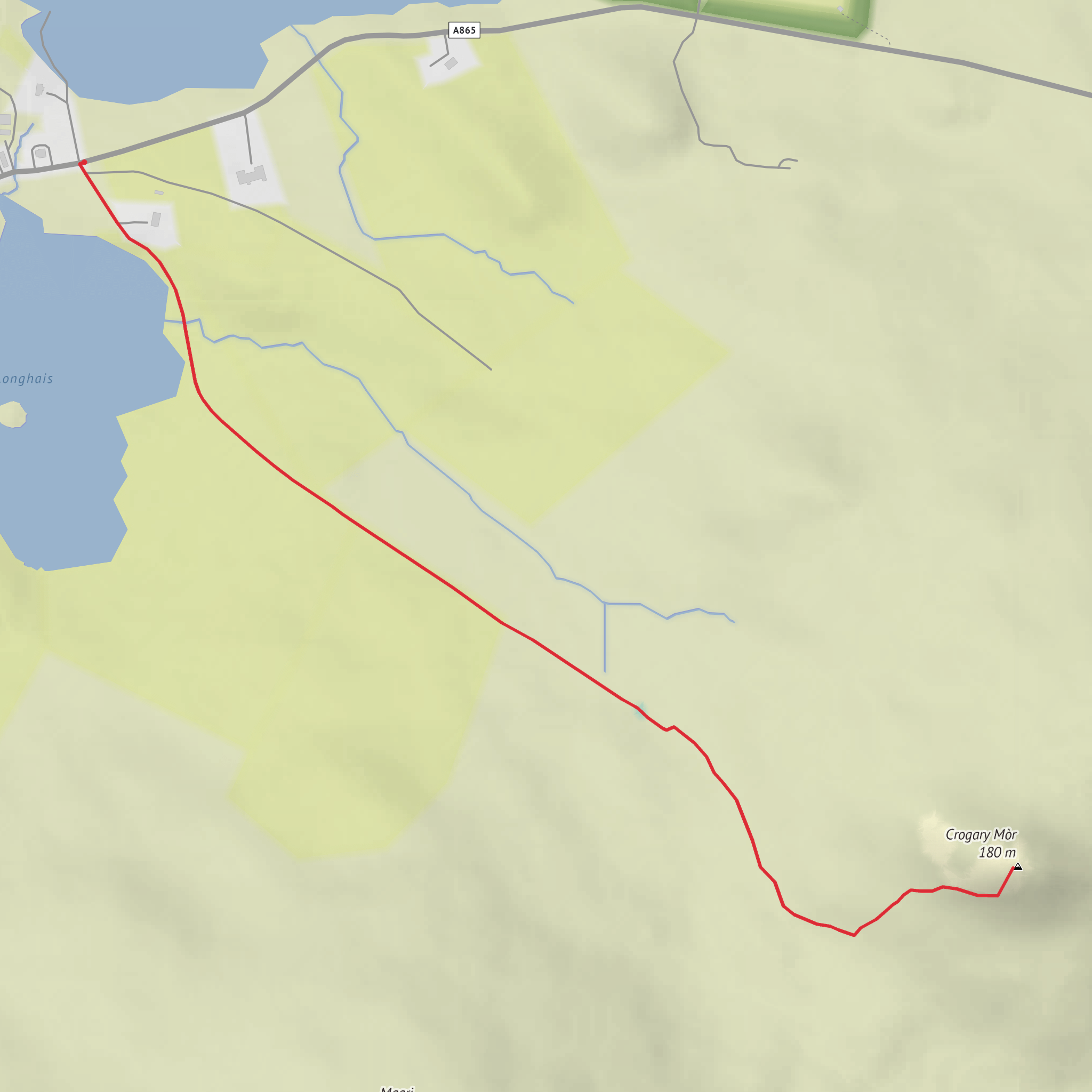 Loch Aonghais and Crogearraidh Mor from Ahmore mobile static map