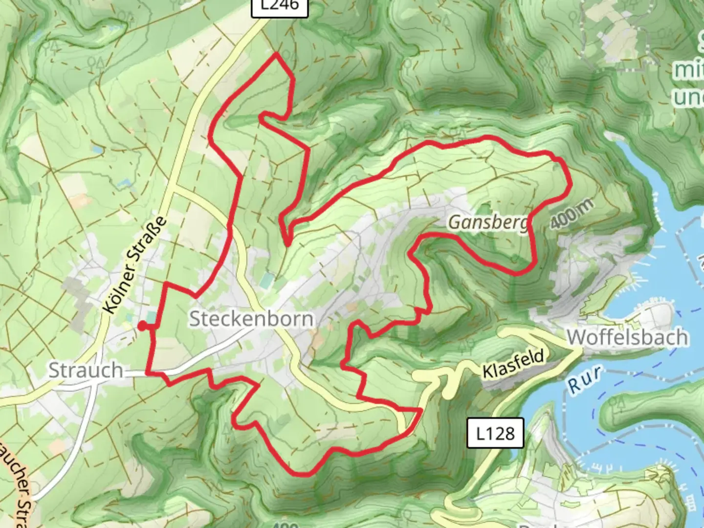 An image depicting the trail Rurseeblick via Weidenbachtal and Panoramaweg and its surrounding area.