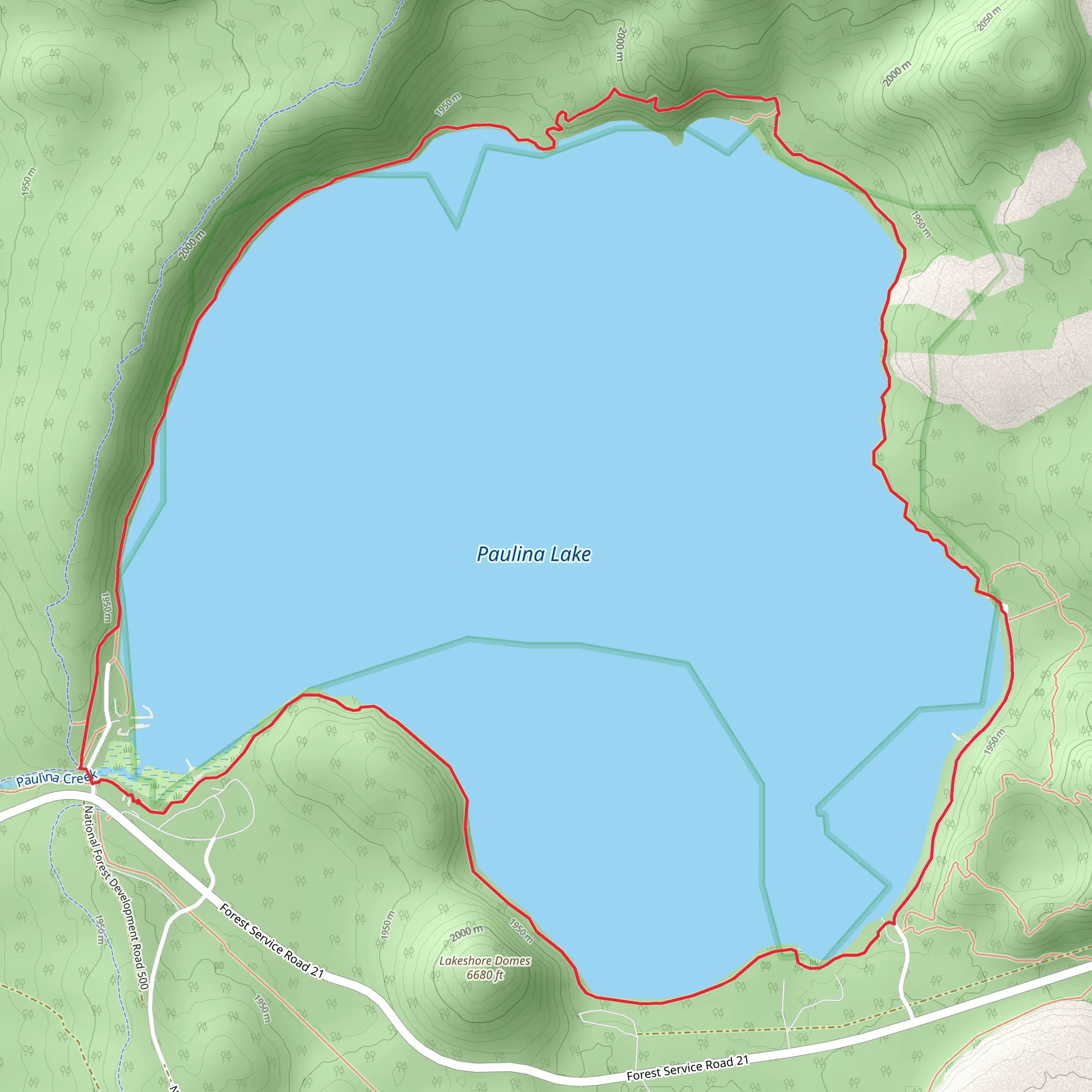 Paulina Lake Loop mobile static map