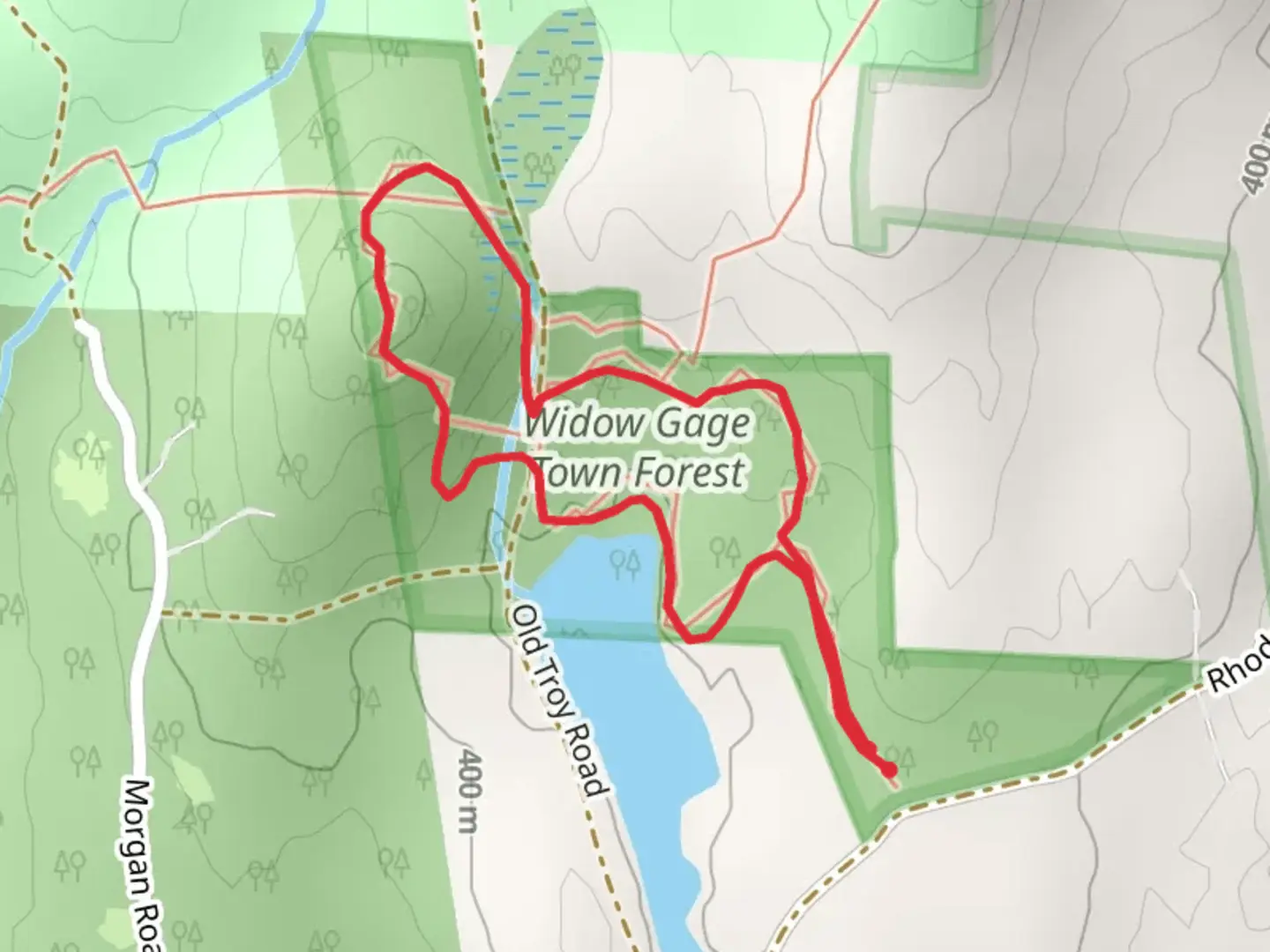 An image depicting the trail Old Troy Road Loop and its surrounding area.