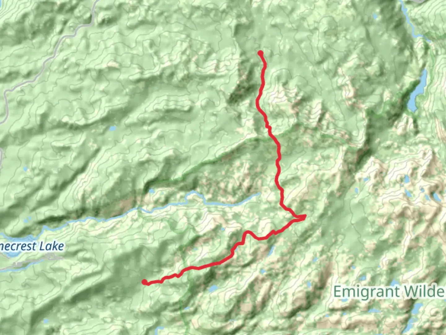 An image depicting the trail Upper Relief and Chewing Gum Lake and Lake Valley Trail and its surrounding area.
