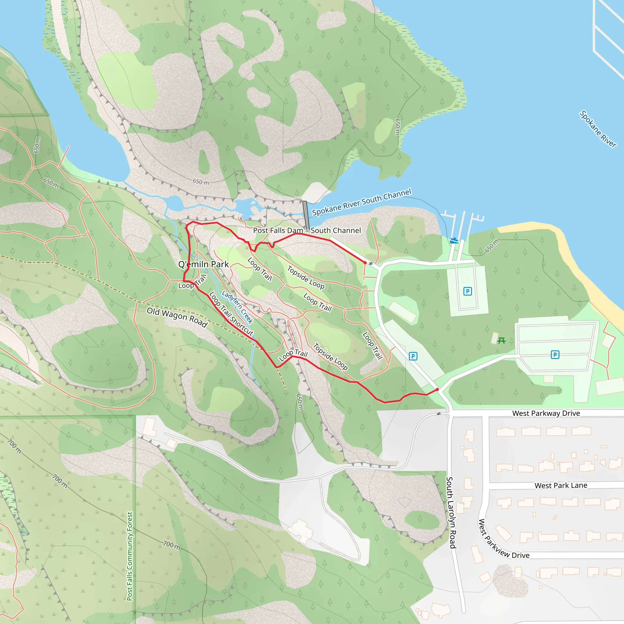 Loop Trail and Riverside Trail mobile static map