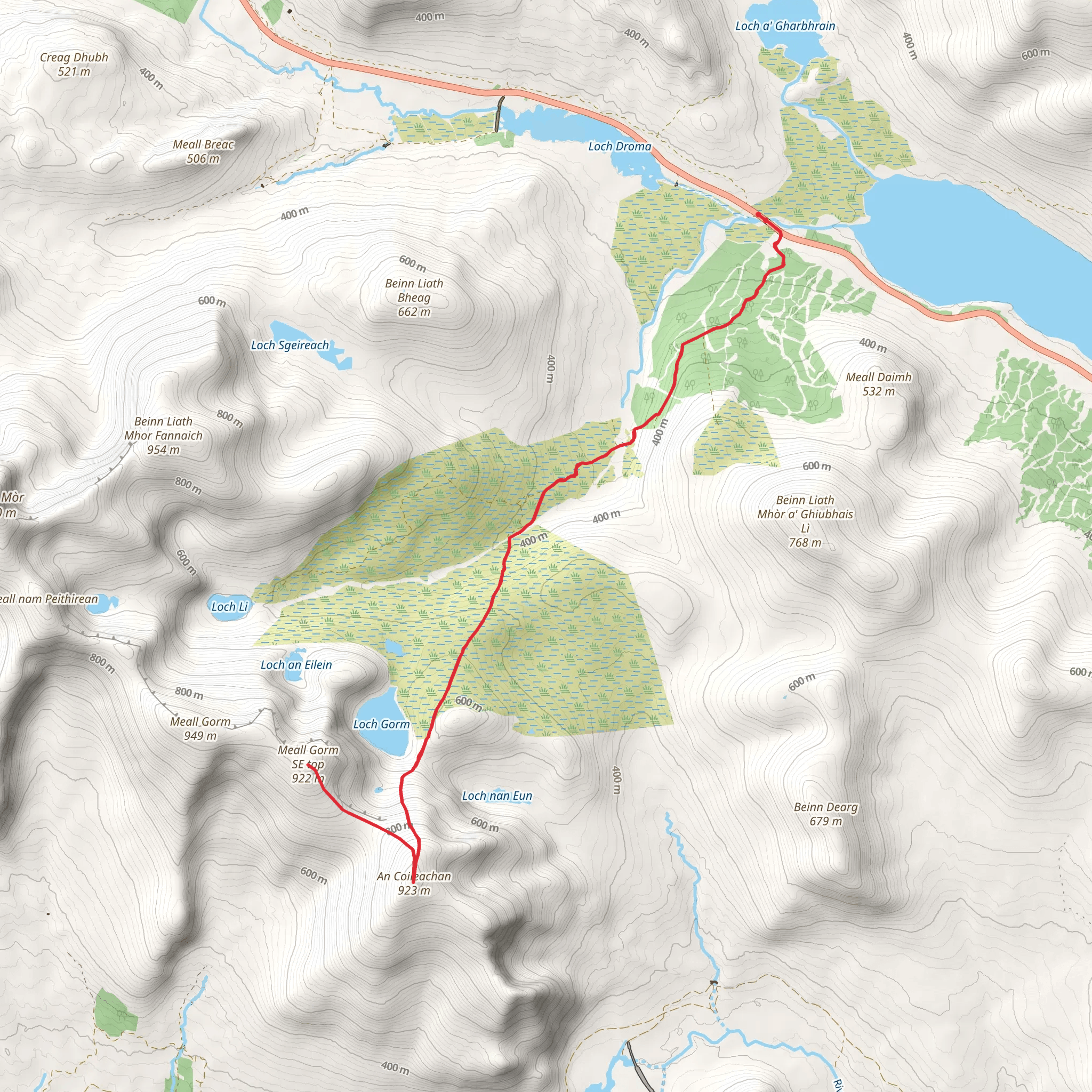 Meall Gorm via An Coileachan mobile static map
