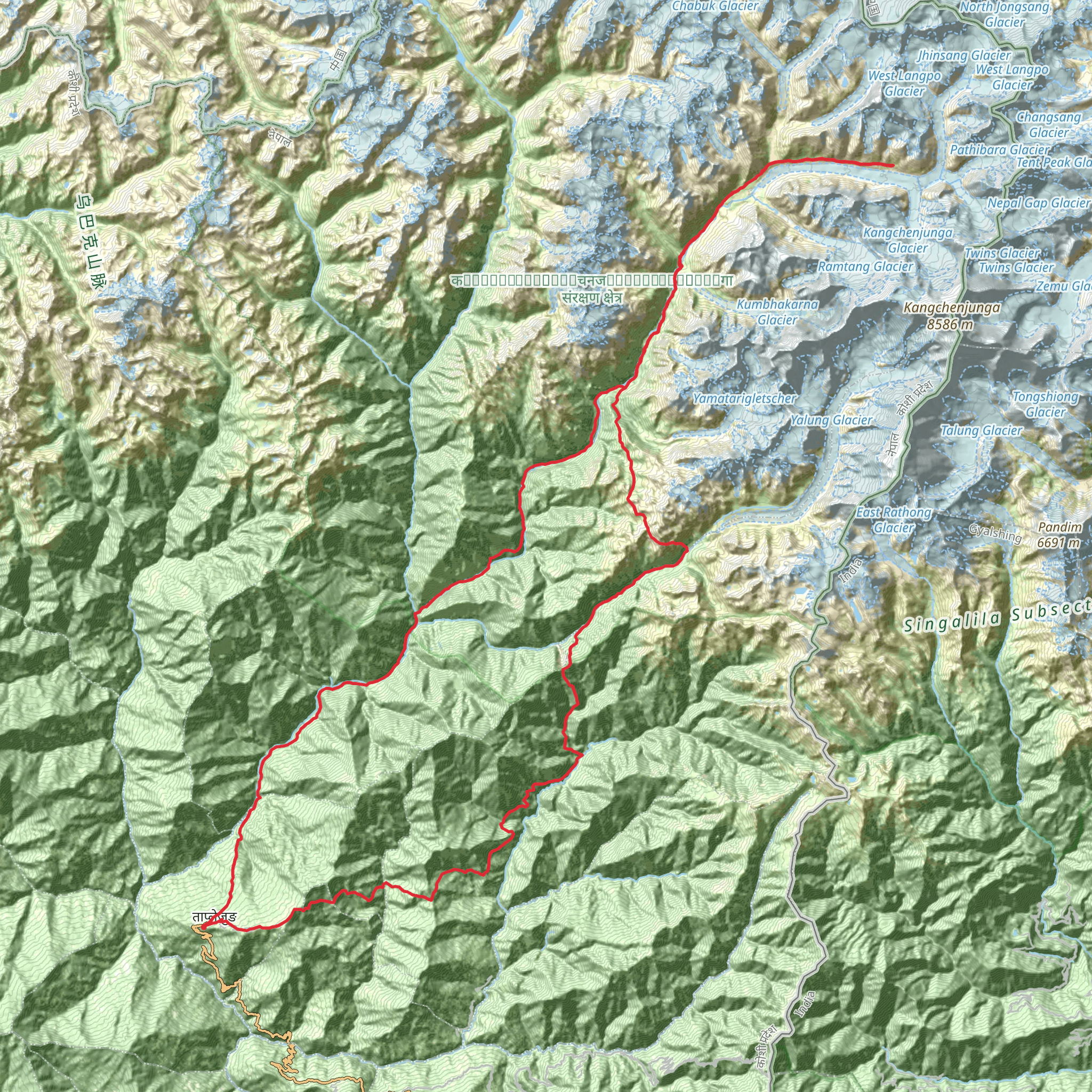 Kanchenjunga Base Camp Trek mobile static map