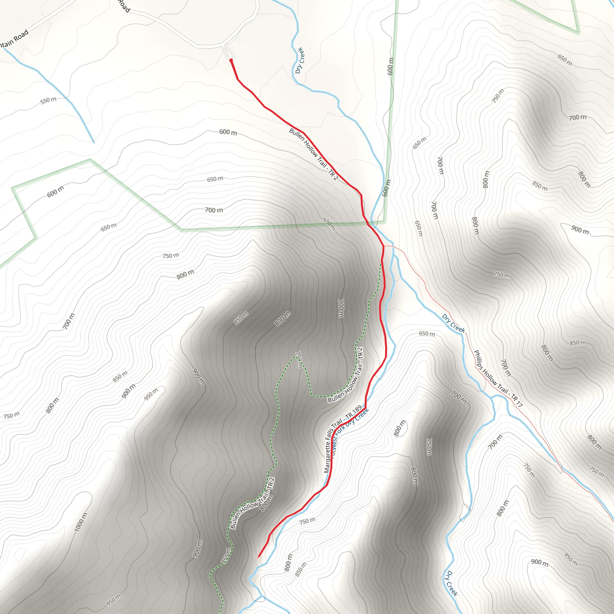 Bullen Hollow Trail mobile static map