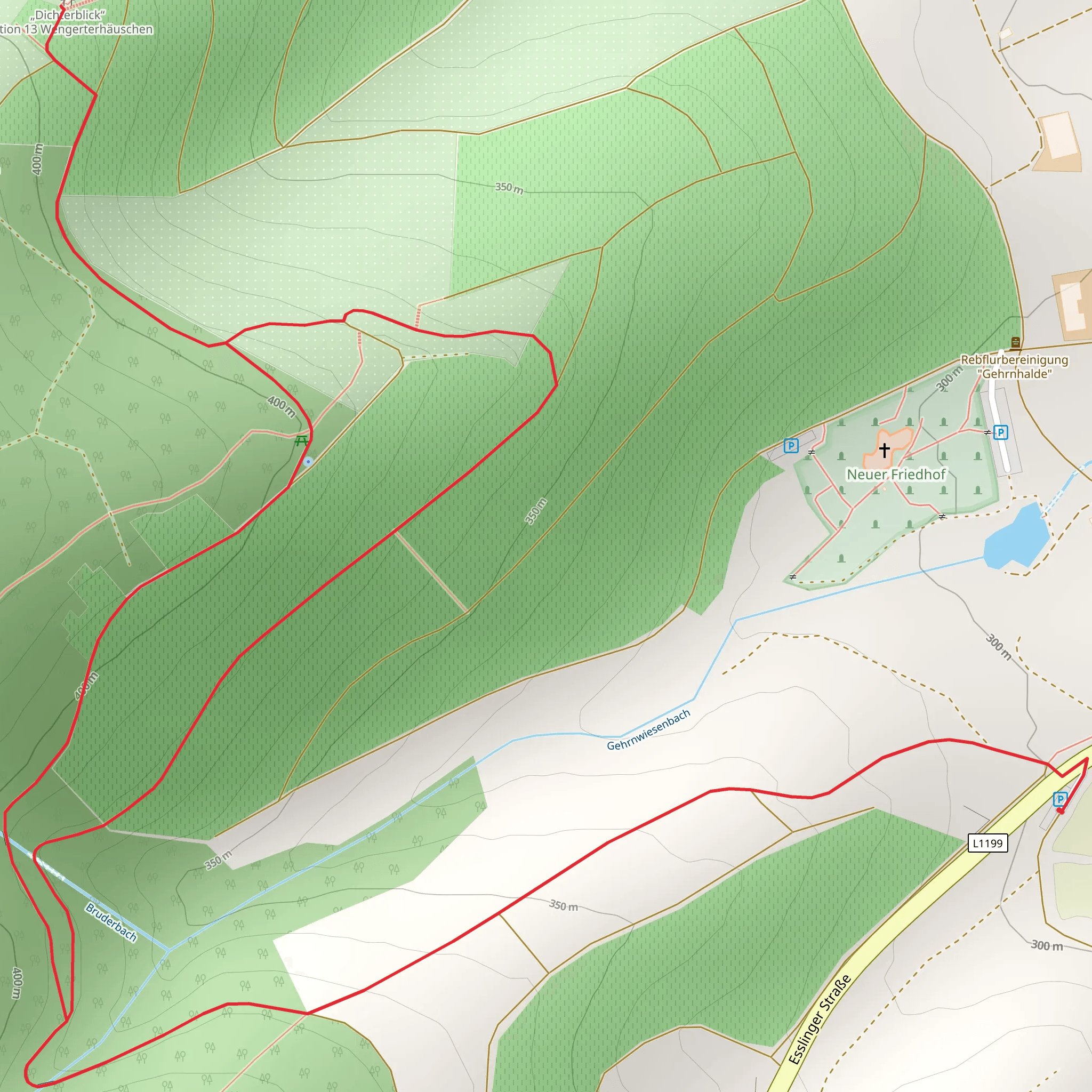 Dichterblick Station 13 Wengerterhäuschen Loop via Stetten Tor mobile static map