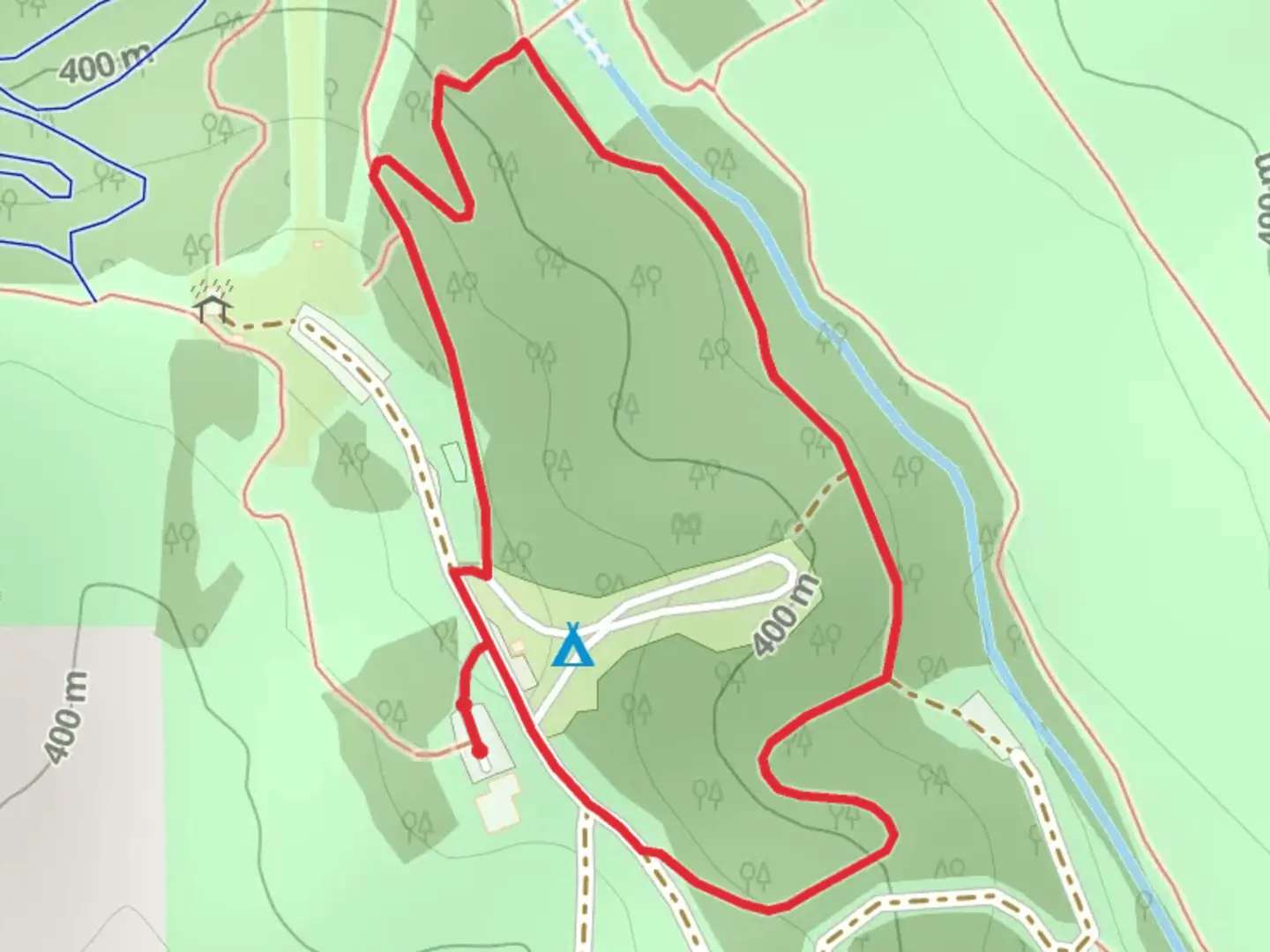 An image depicting the trail Loop around Bur Oak Campground and its surrounding area.