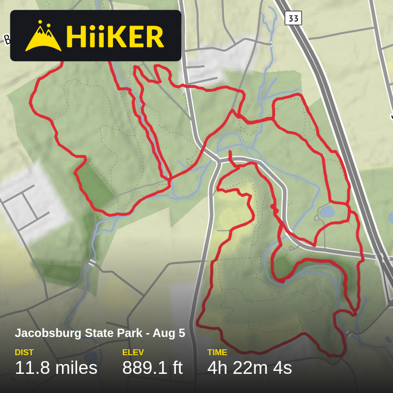 A map preview of the recording Jacobsburg State Park - Aug 5.