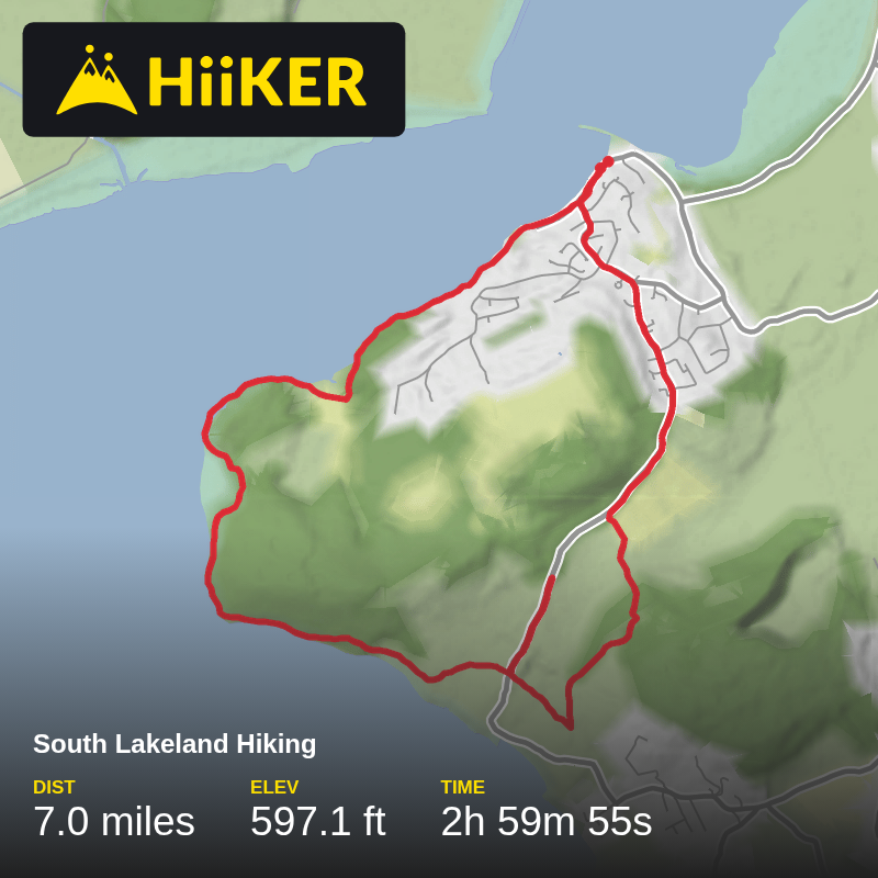 A map preview of the recording South Lakeland Hiking.