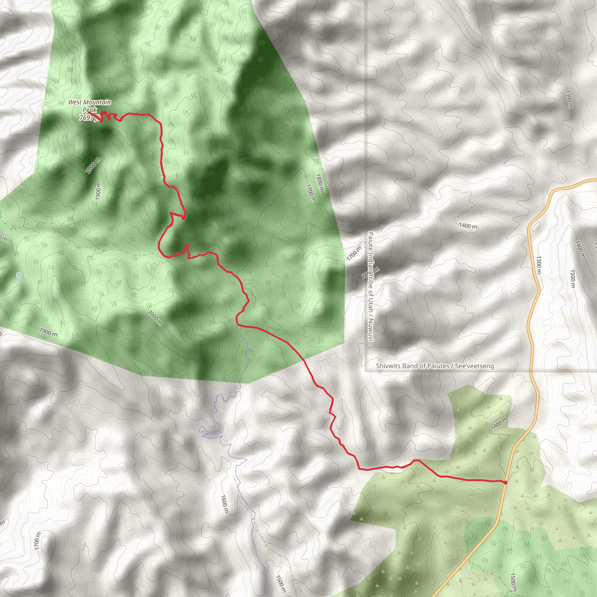 West Mountain Peak Out and Back mobile static map
