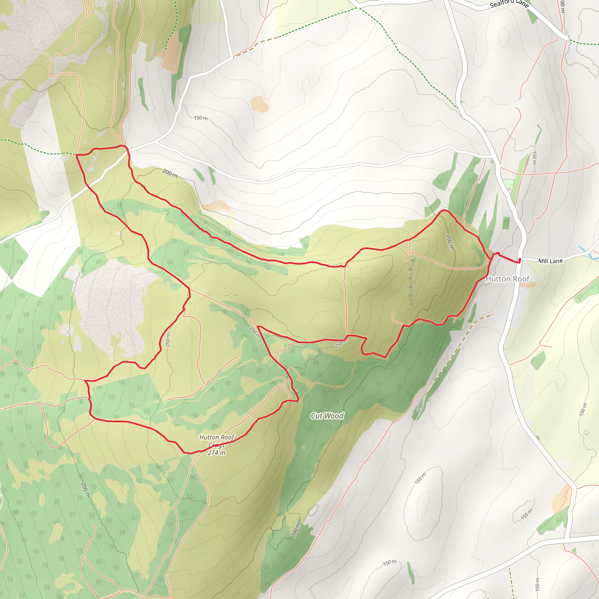 Hutton Roof Crags Loop - Hutton Roof National Nature Reserve mobile static map