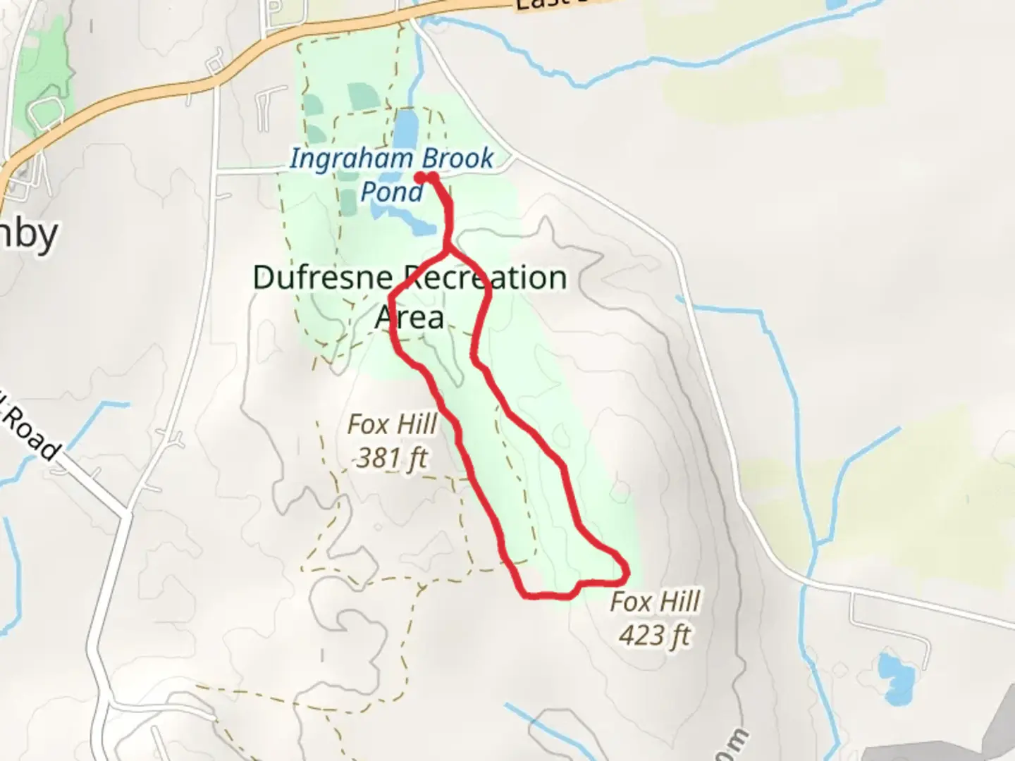 An image depicting the trail Dufrense Recreation Area Loop and its surrounding area.