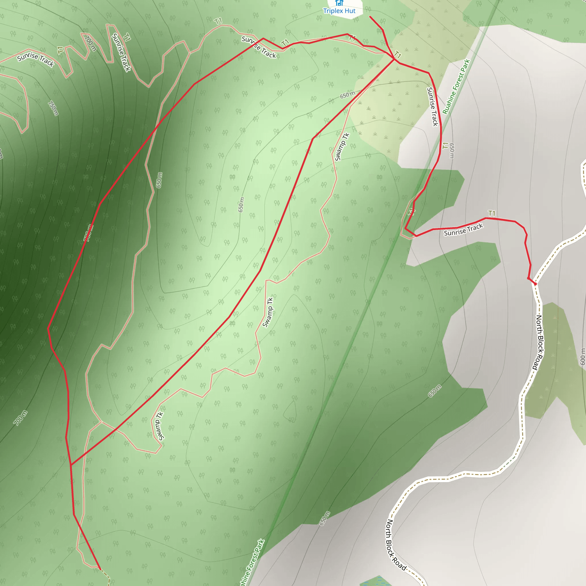 Triplex Hut and Swamp Track mobile static map
