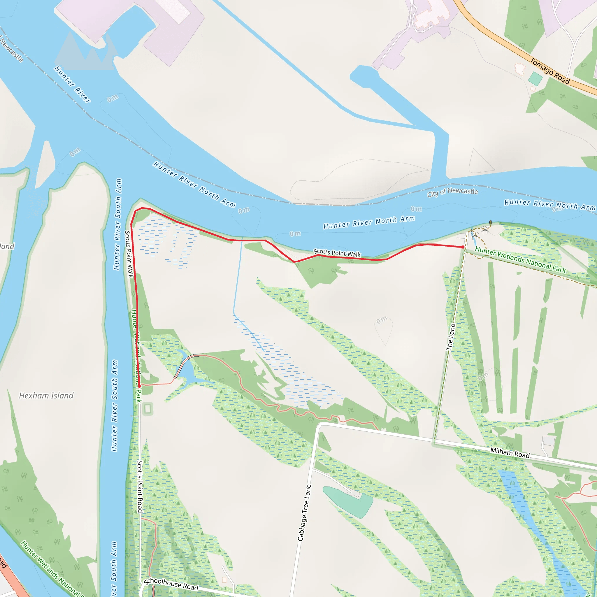 Scotts Point Way to Riverside Park Trail mobile static map