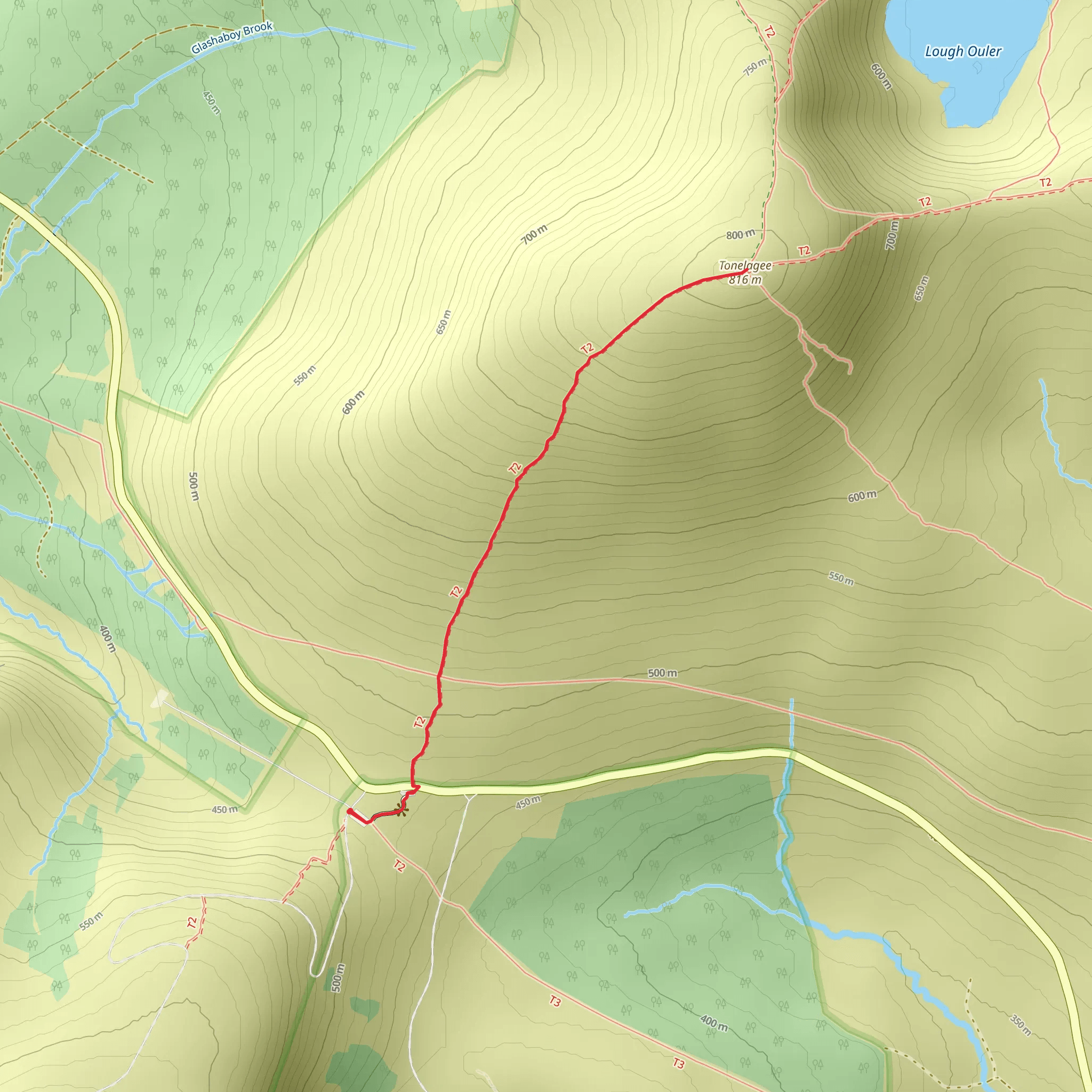 Tonelagee from Wicklow Gap mobile static map