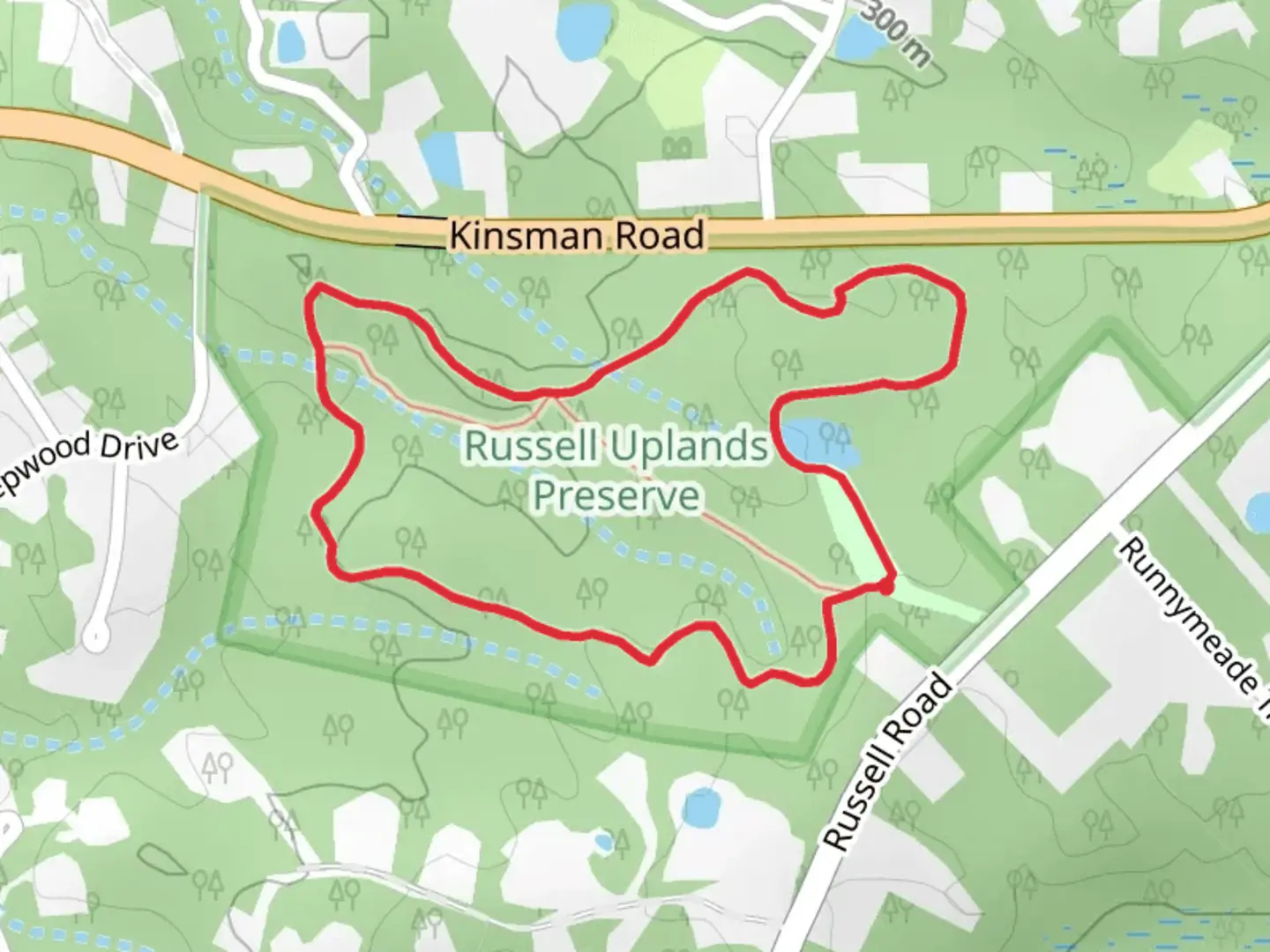 An image depicting the trail Lake Trace and Hickory Trace Loop and its surrounding area.