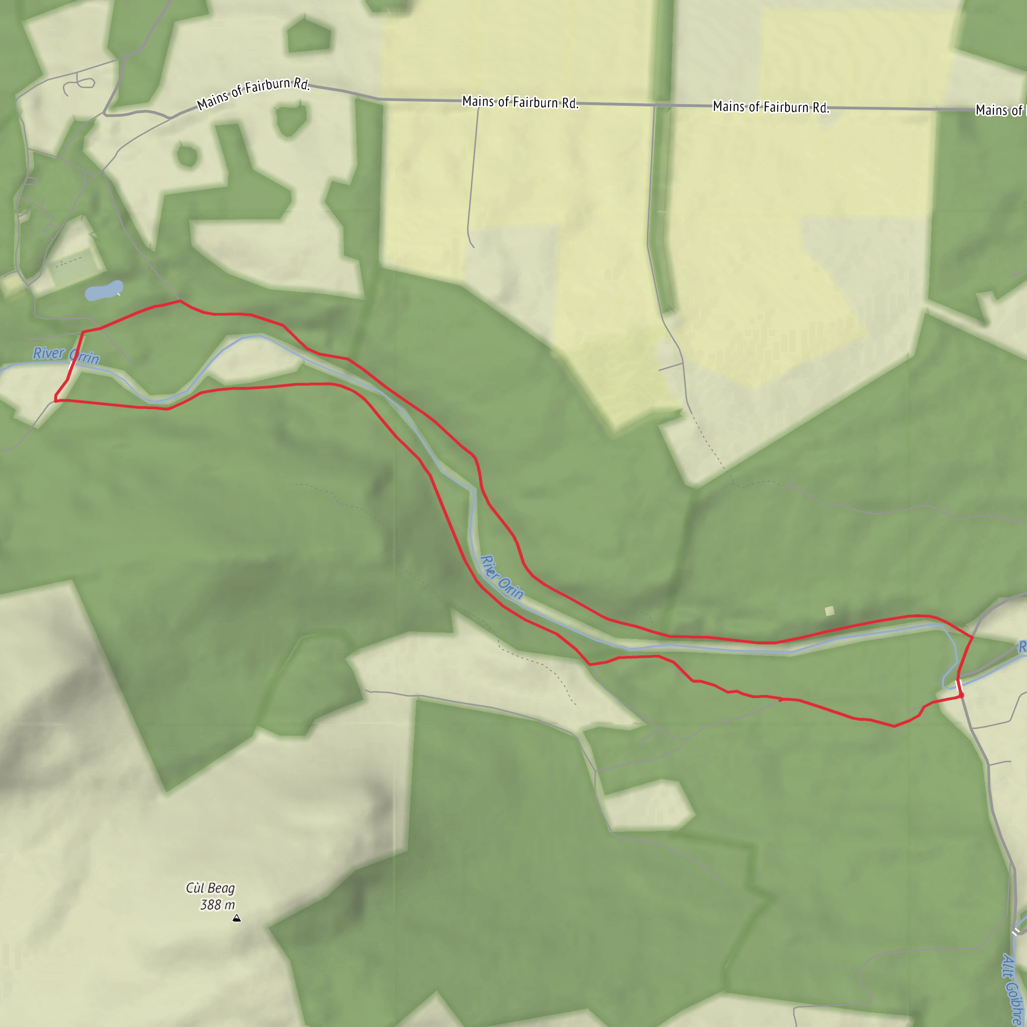 Falls of Orrin and River Orrin Loop mobile static map