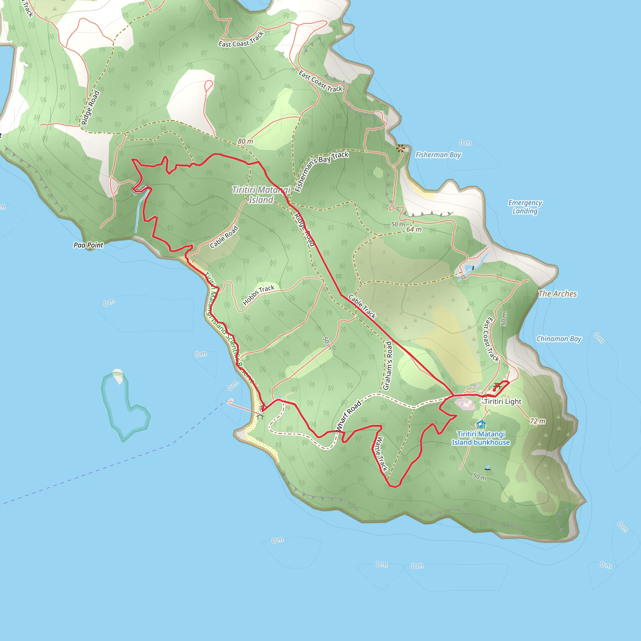 Tiritiri Matangi Loop mobile static map