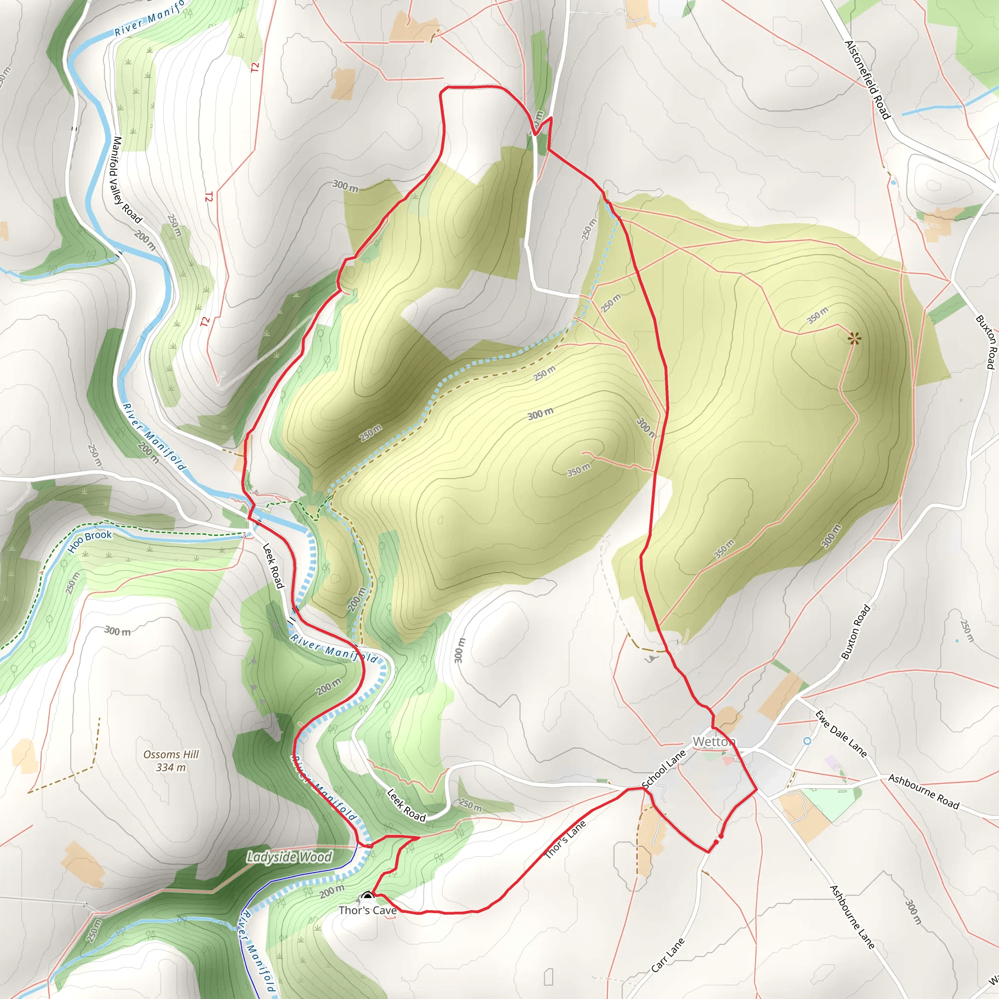 Thor's Cave and Wetton Mill Loop mobile static map