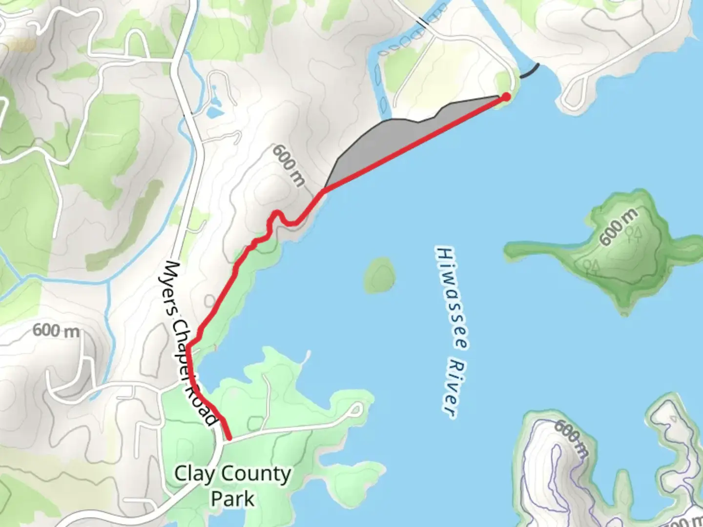 An image depicting the trail Chatuge Dam Shore Walk and its surrounding area.