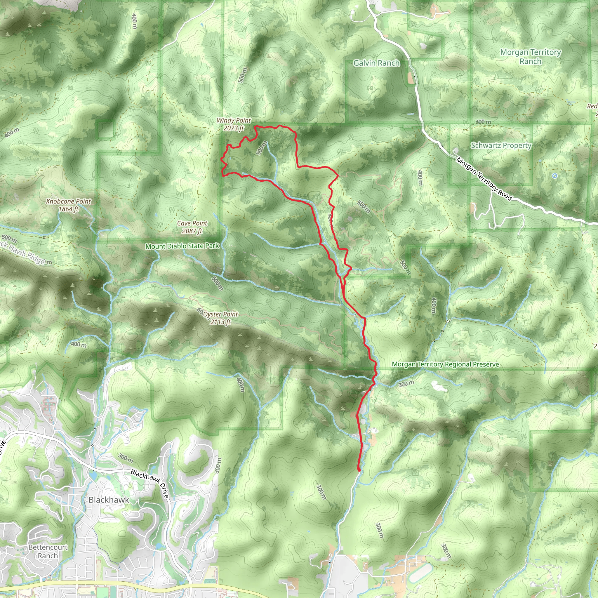Old Finley Road and Tassajara Creek Loop Trail mobile static map