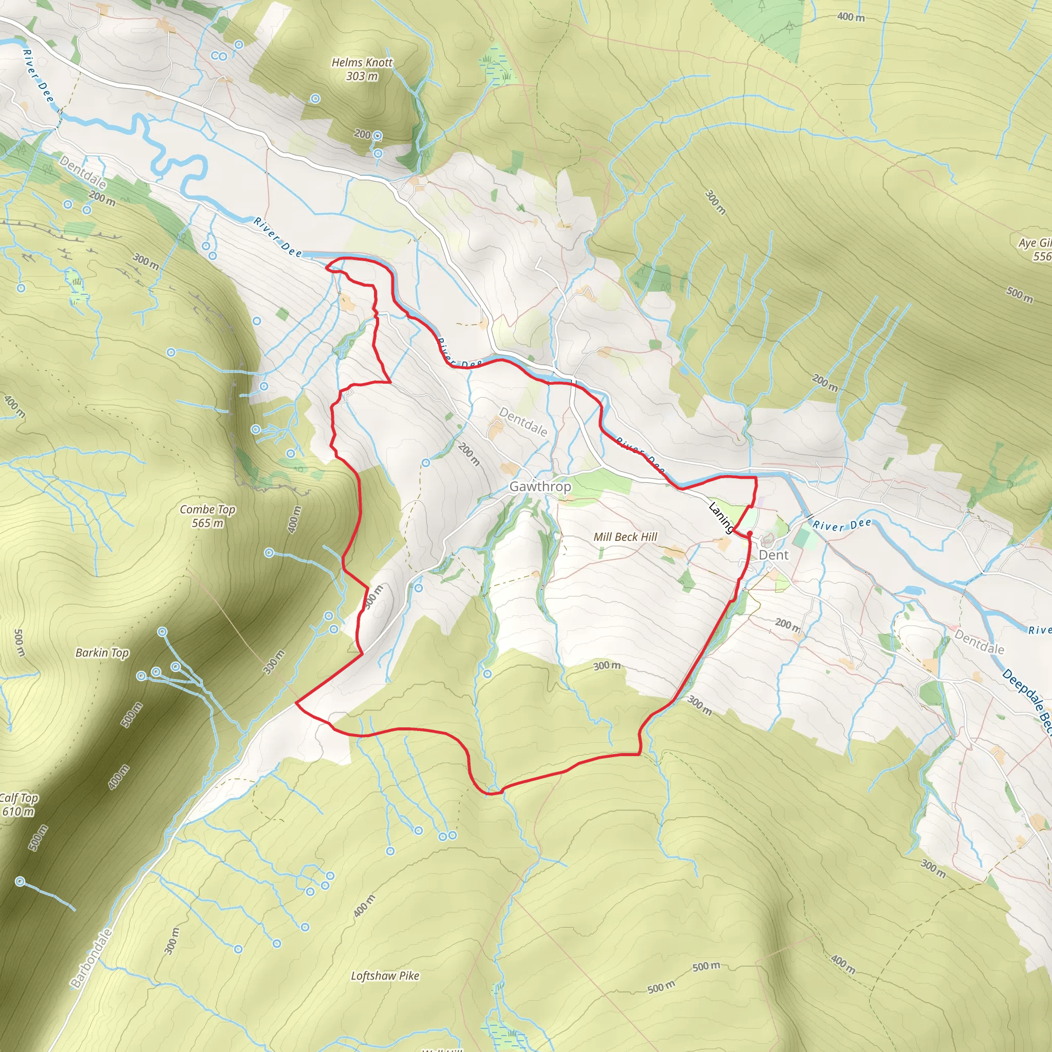 Gawthrop and River Dee via Dales Way mobile static map