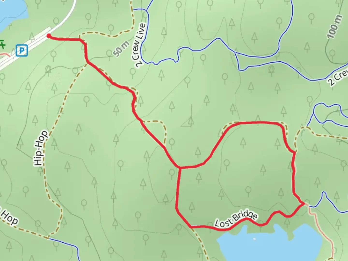 An image depicting the trail Lost Bridge Loop Trail and its surrounding area.