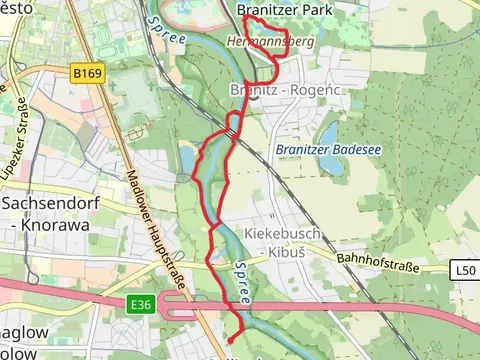 Spree and Schlangensee via Wanderweg CB and Cottbuser Wanderring