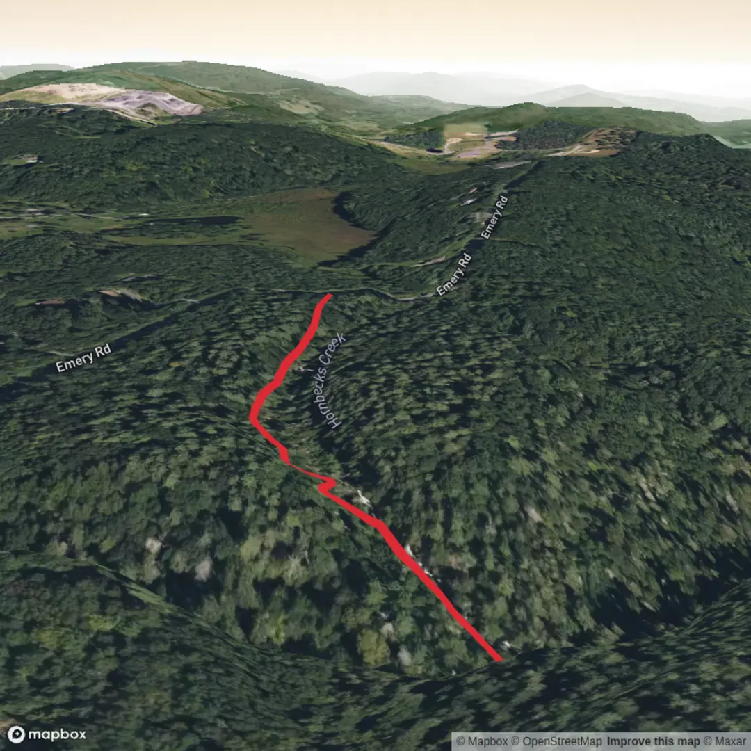 An image depicting the trail Upper Hornbecks Falls and its surrounding area.