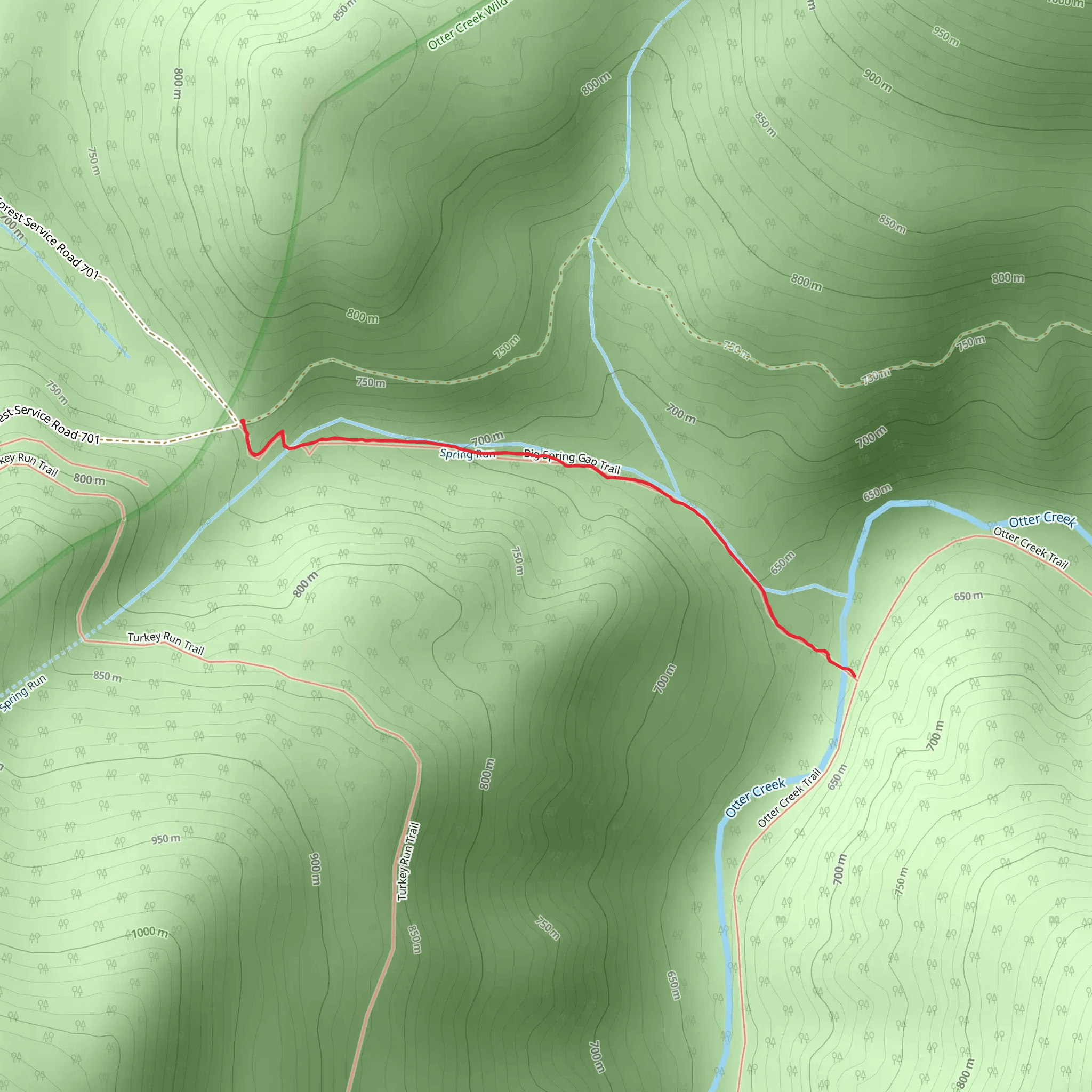 Big Springs Gap Trail mobile static map