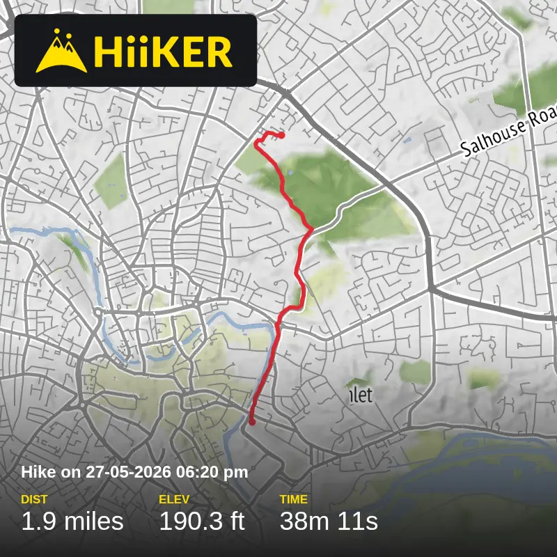 A map preview of the recording Hike on 27-05-2026 06:20 pm.