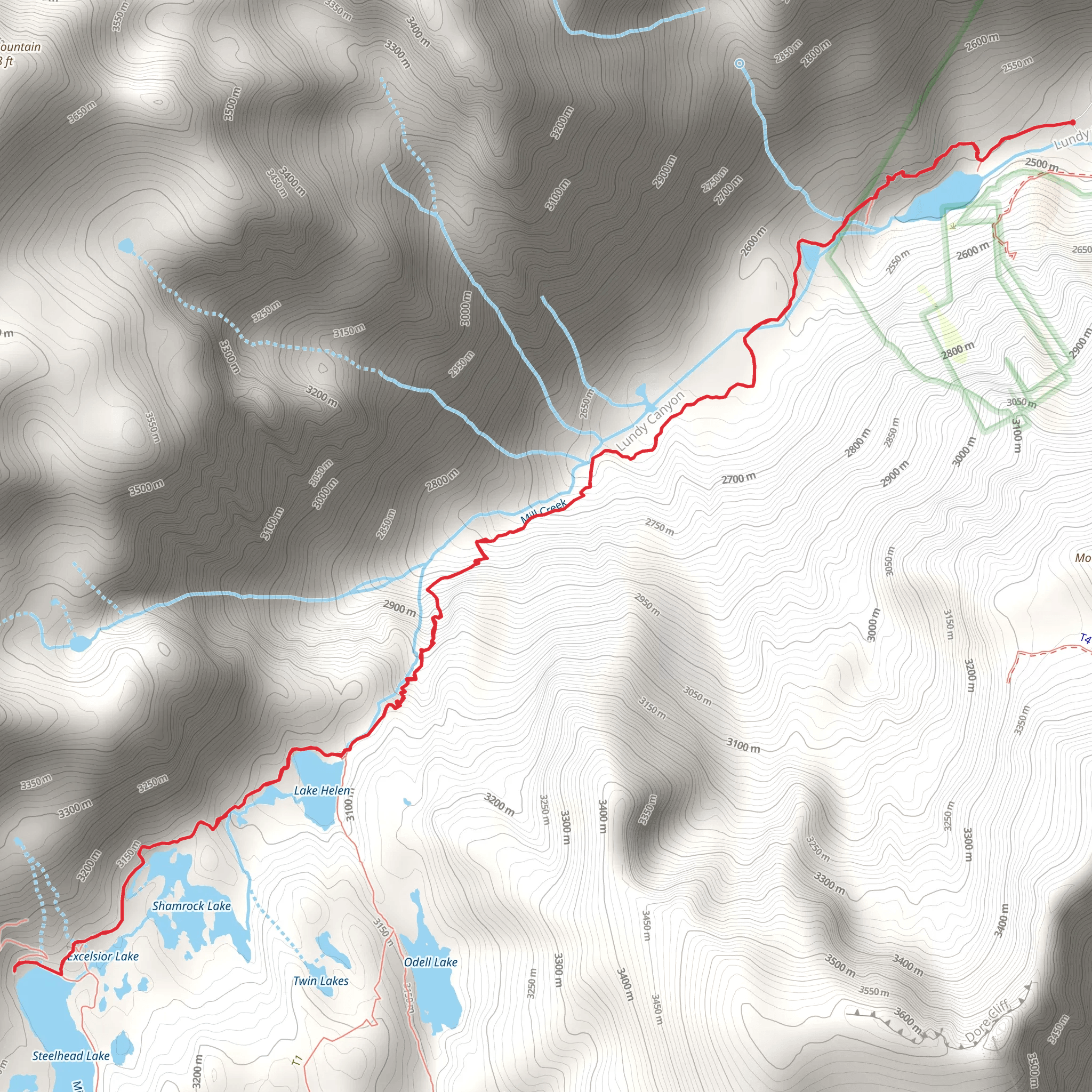 Steelhead Lake, Shamrock Lake and Lake Helen mobile static map