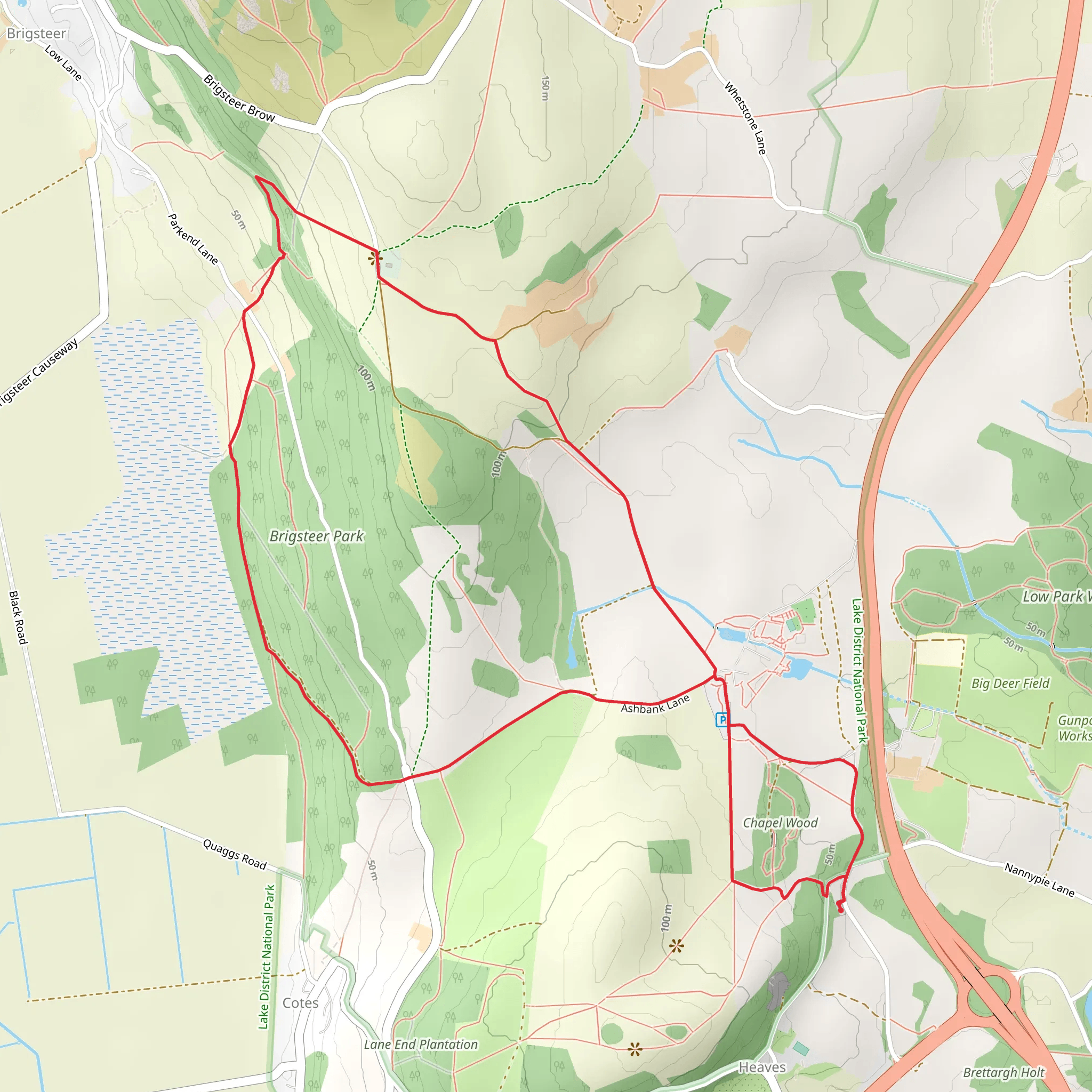 Chapel Wood and Brigsteer Park mobile static map