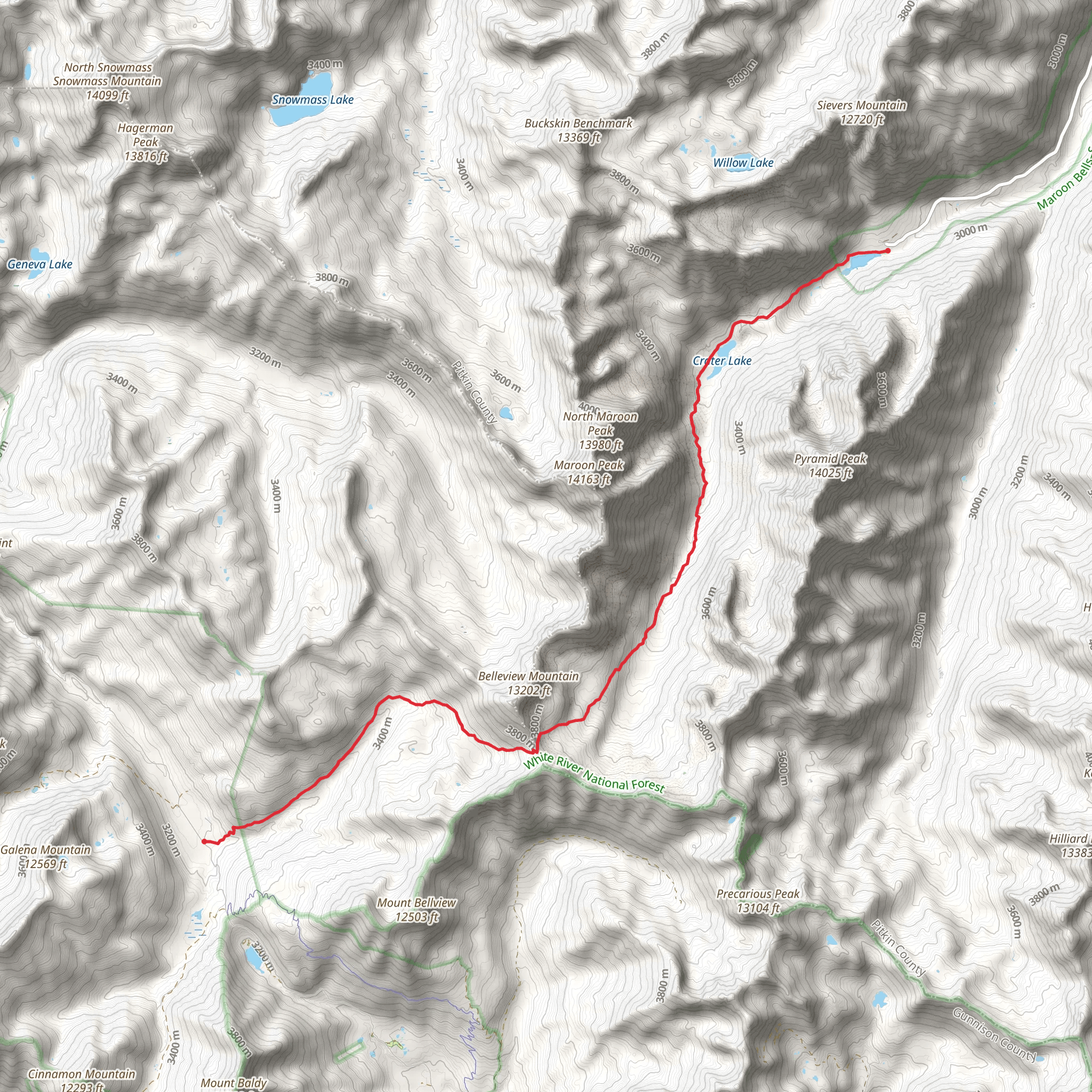 Maroon Lake via Maroon-Snowmass Trail mobile static map