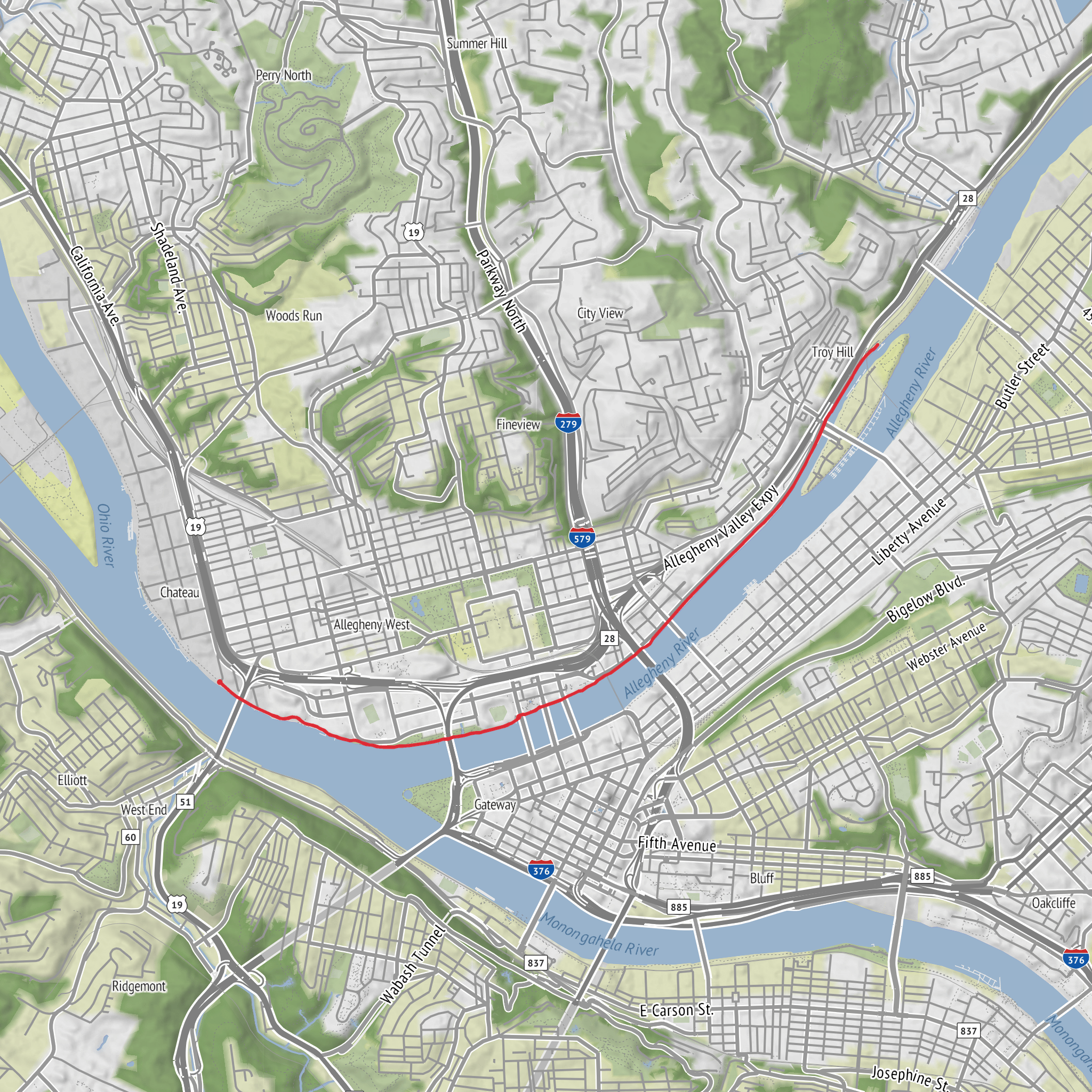 N Shore Trail mobile static map