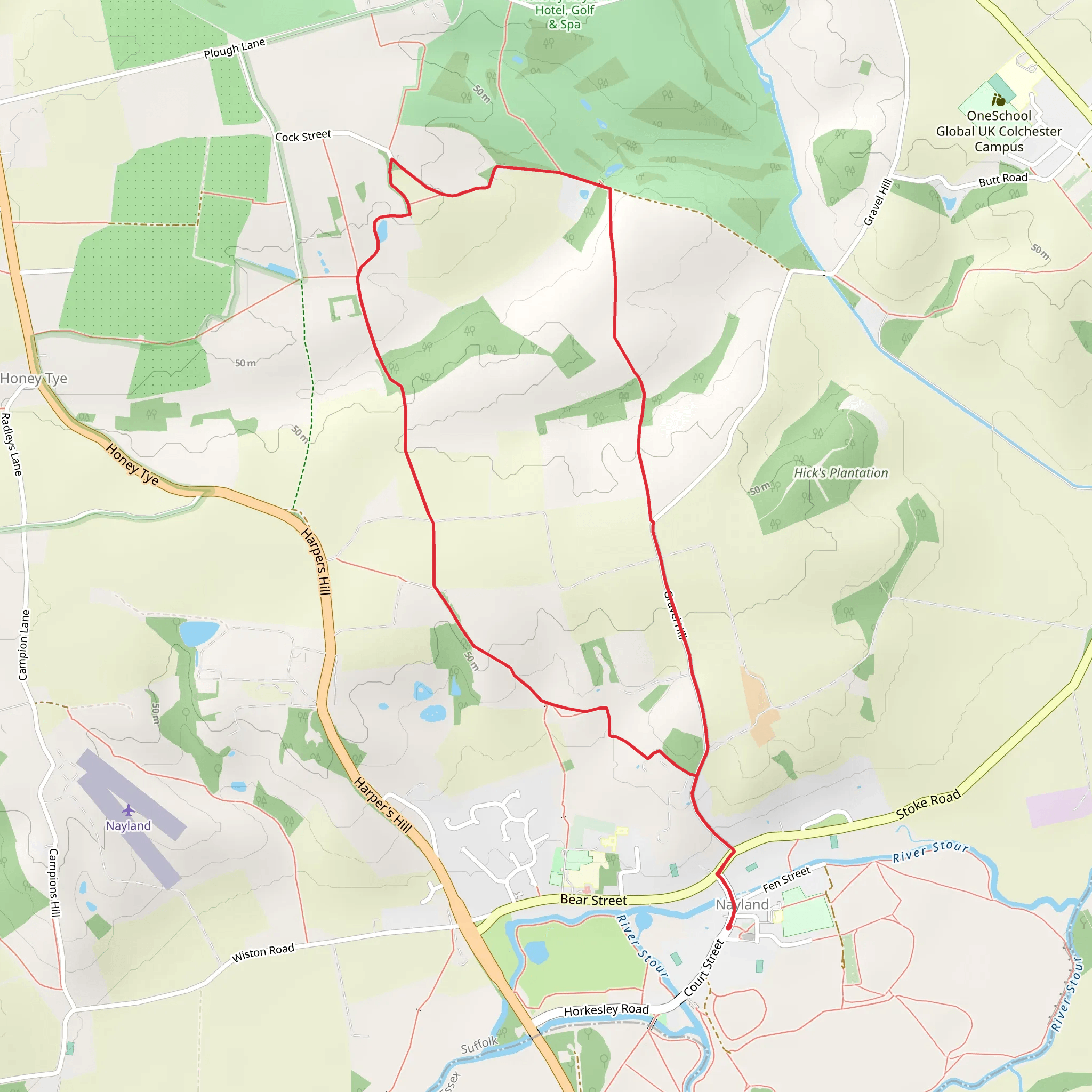 Gravel Hill, Harper's Grove and Stour Valley Path mobile static map
