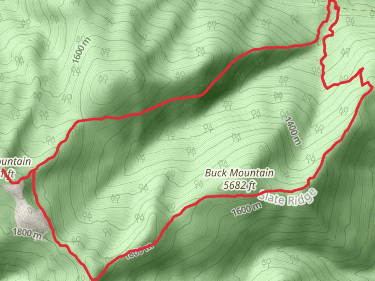 An image depicting the trail Middle Fork Boulder, Iron Mountain and Buck Mountain Loop and its surrounding area.