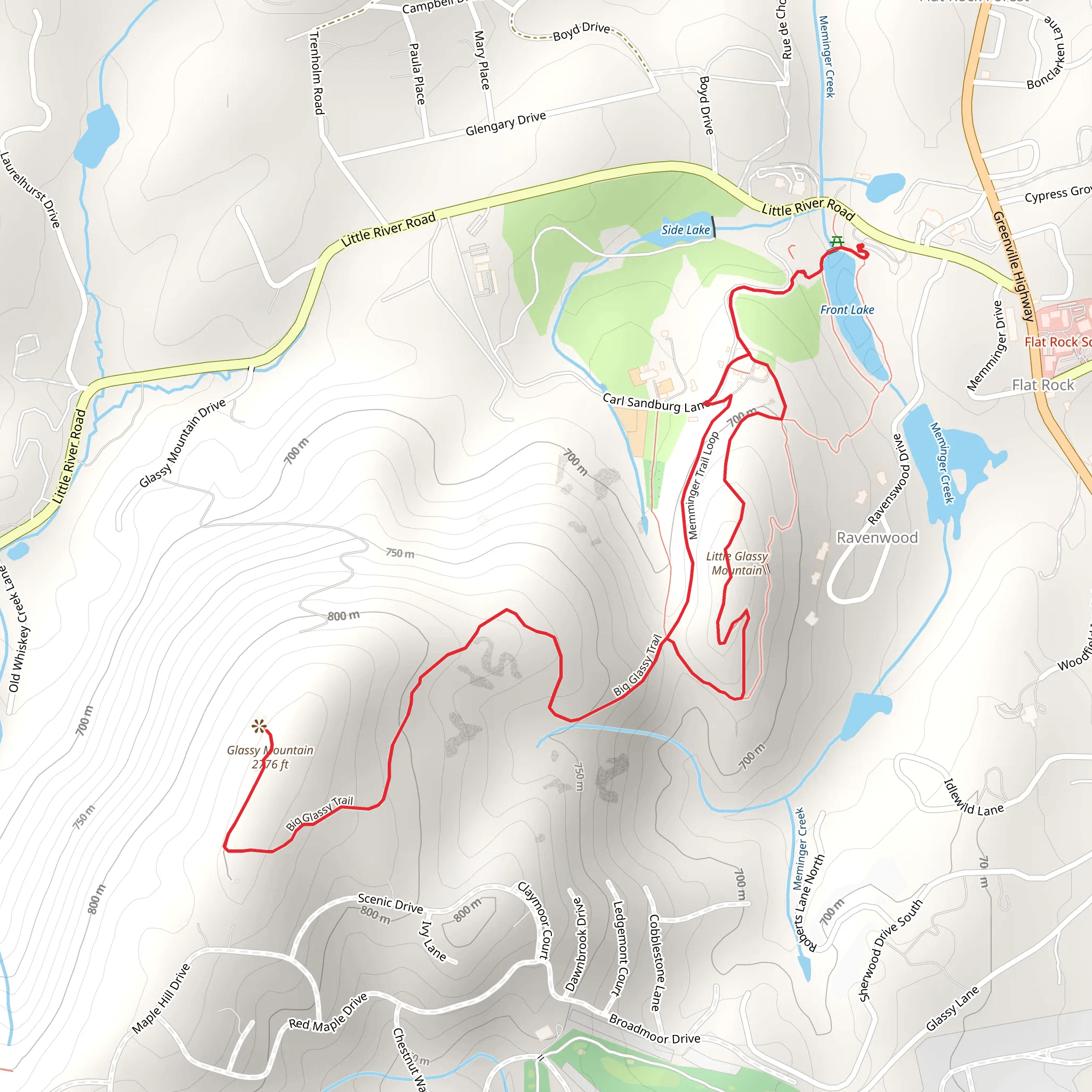 Glassy and Little Glassy Mountain Loop Trail mobile static map