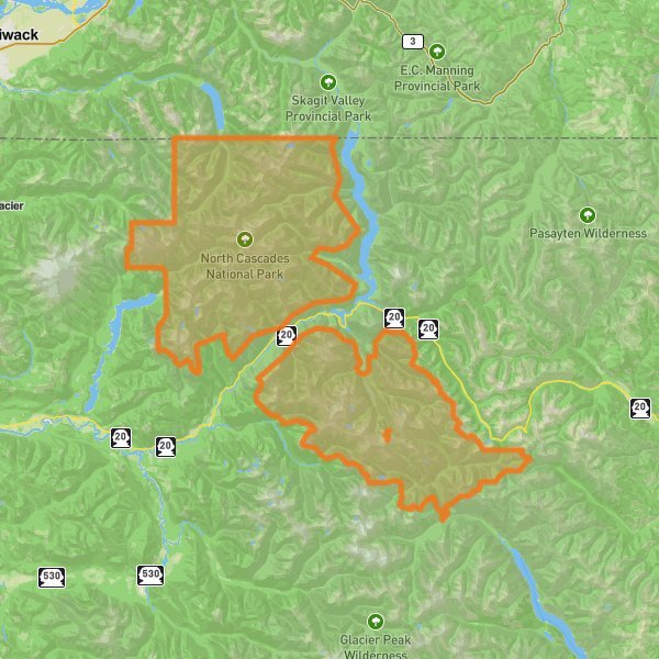 North Cascades National Park mobile static map