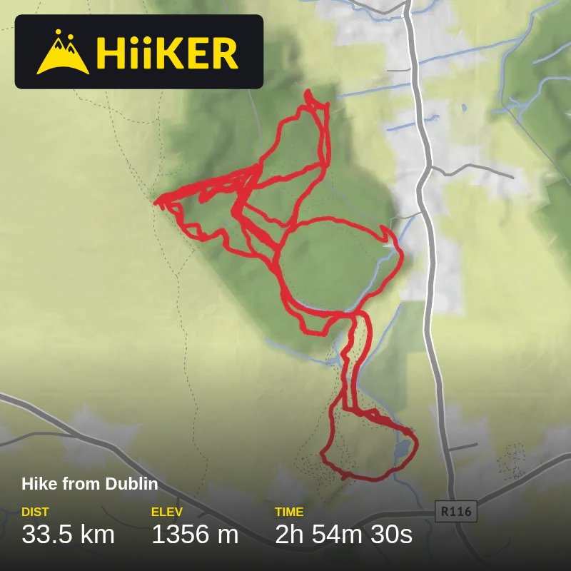 A map preview of the recording Hike from Dublin.