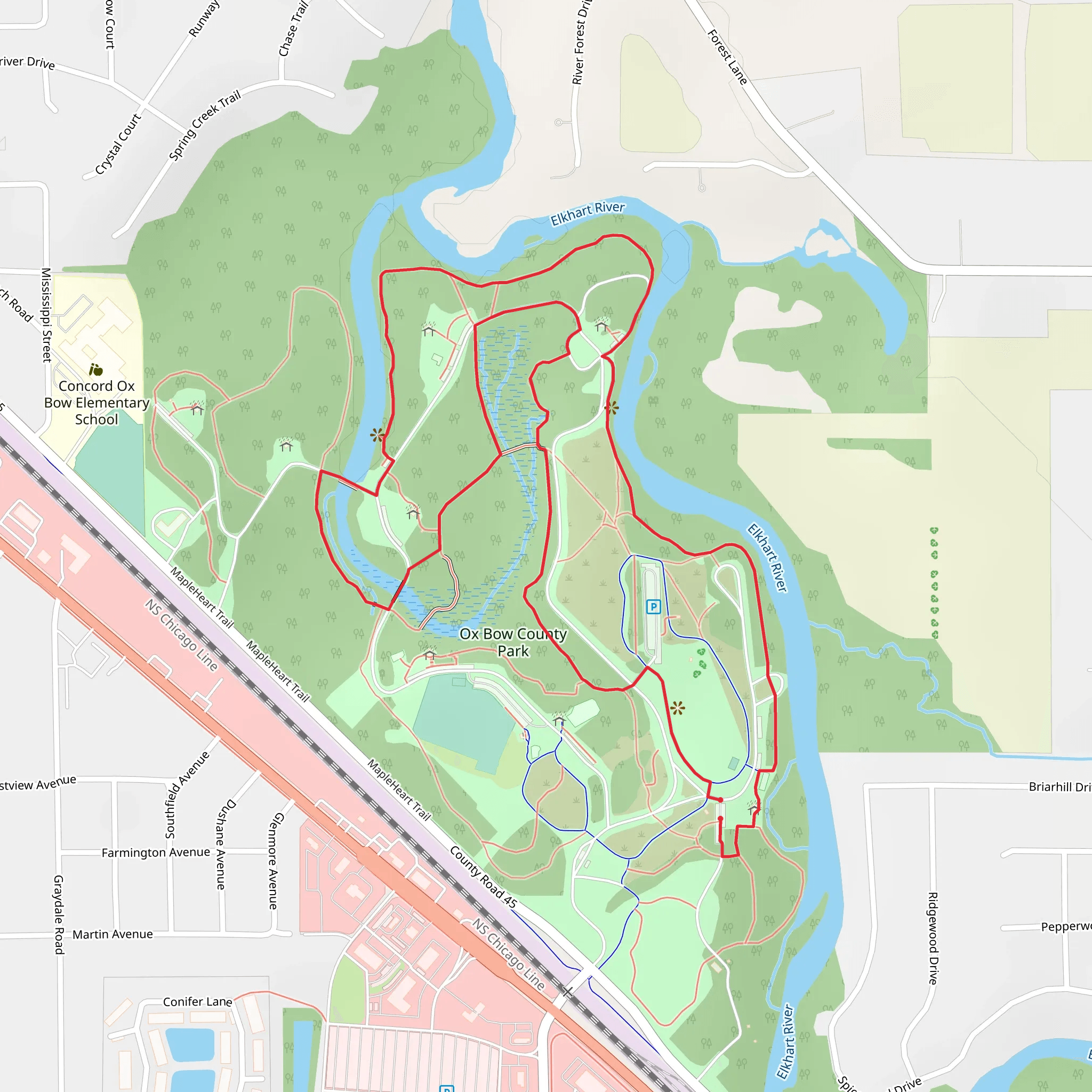 Ox Bow County Park Loop mobile static map