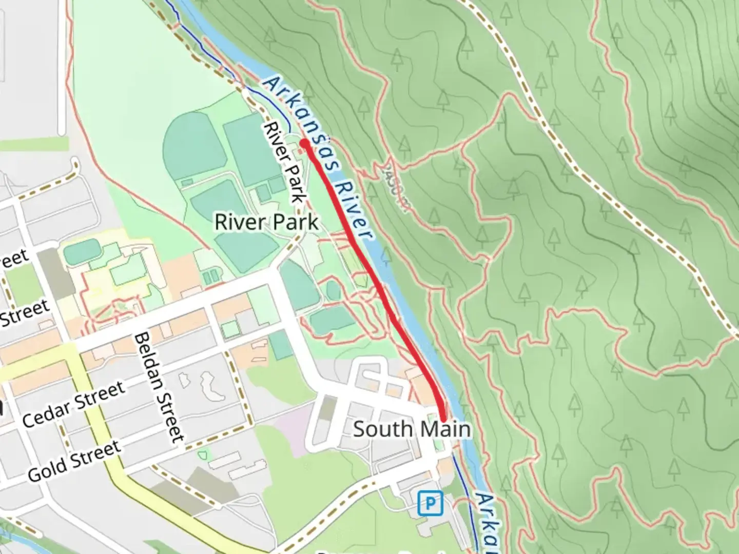 An image depicting the trail Arkansas River Trail Out and Back and its surrounding area.