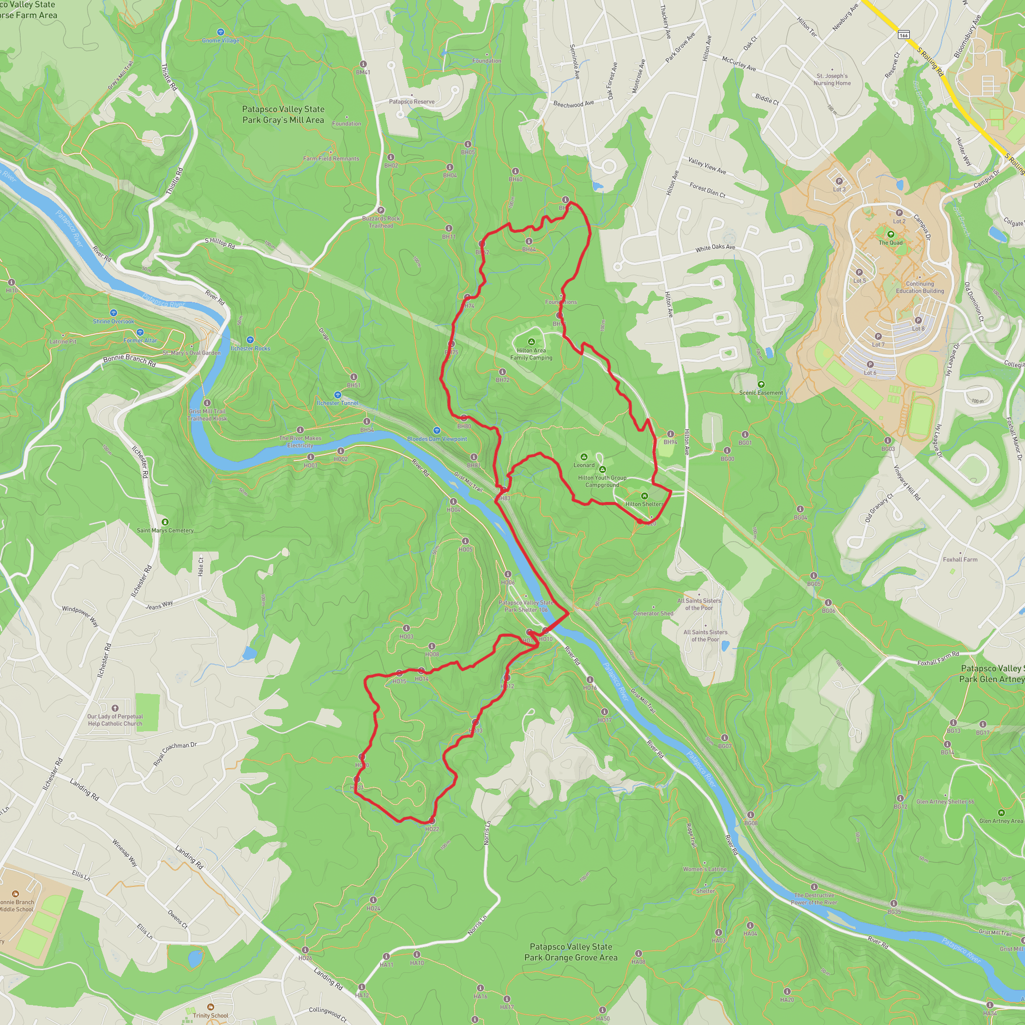 Swinging Bridge and Cascade Falls Loop mobile static map