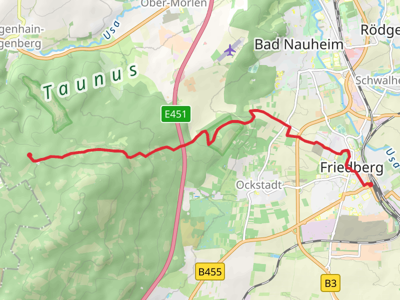 Friedberg to Gaulskopf via Taunusklub Route