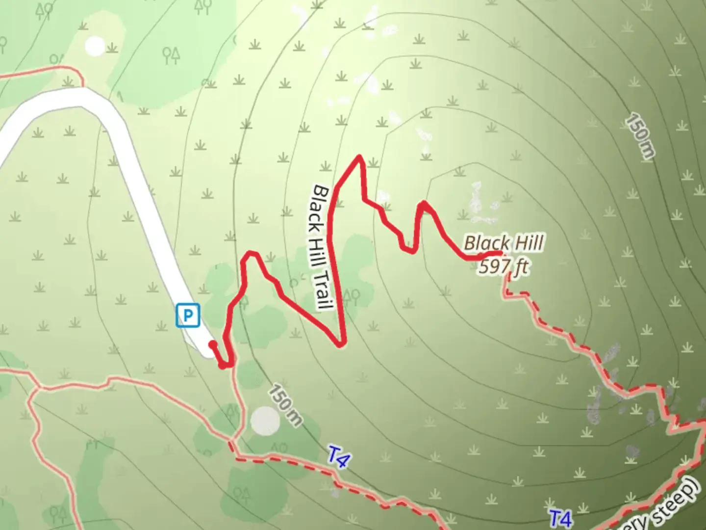 An image depicting the trail Black Hill and its surrounding area.