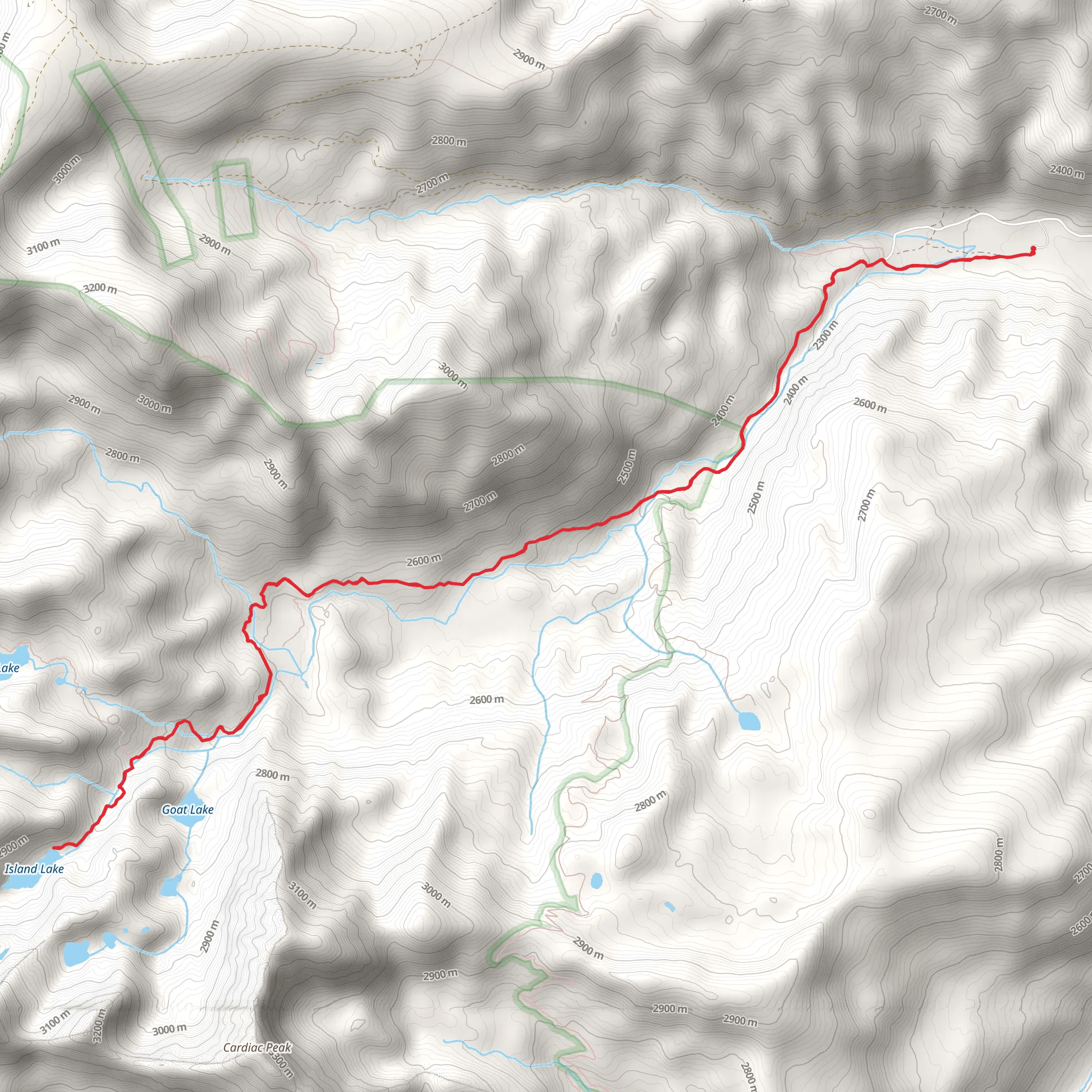 Island Lake via Big Boulder Trail mobile static map