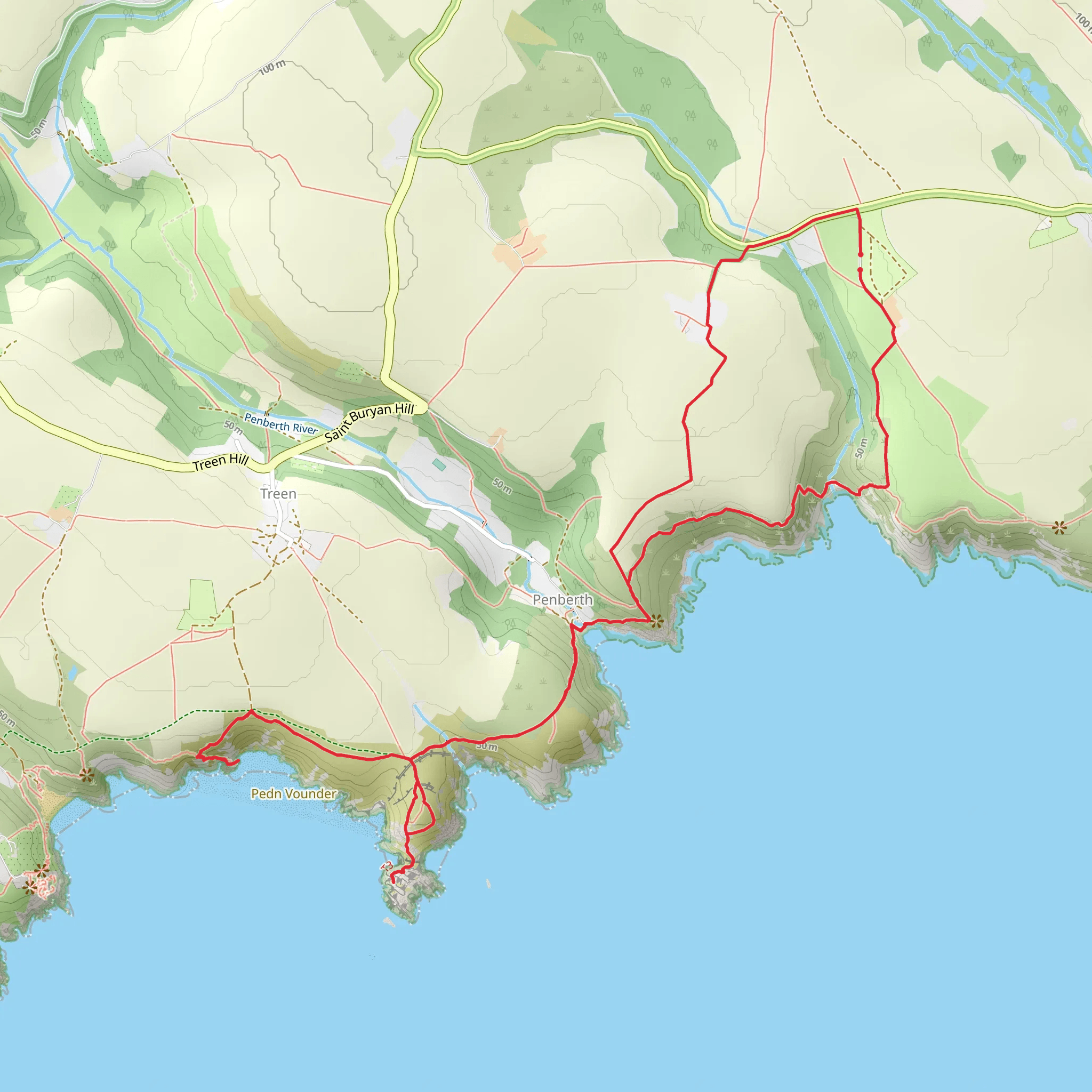 Cribba Head, Logan Rock and Pednvounder Beach Loop from Penberth mobile static map