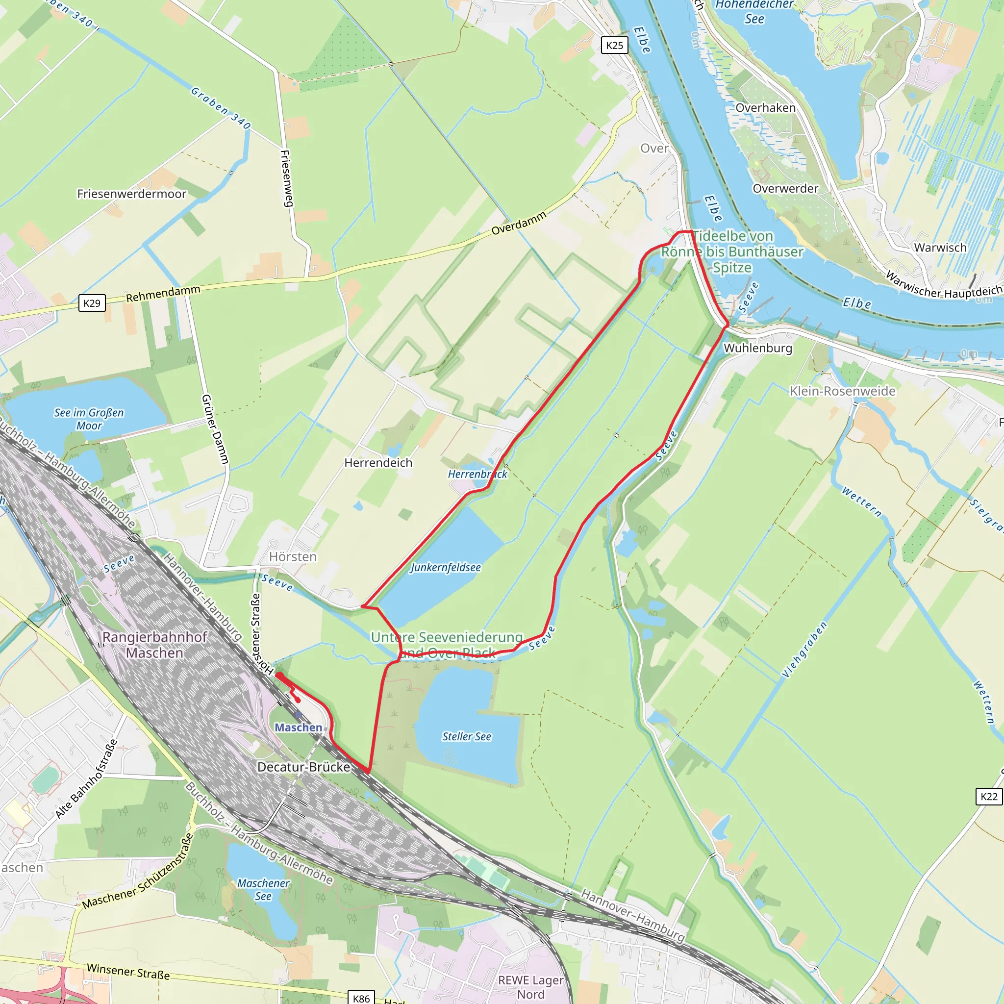 Steller See to Junkernfeldsee and Seeve Loop mobile static map